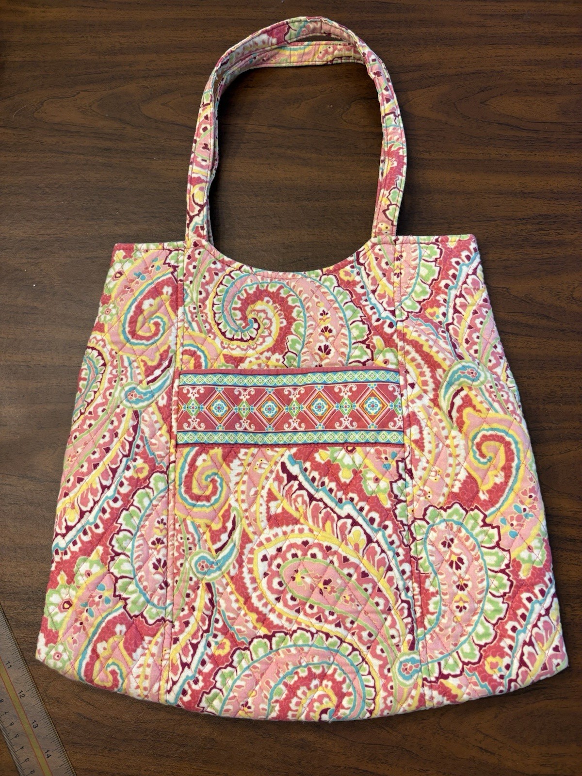 Vera Bradley Tote Bag Curvy Capri Melon Pink Retired Rare Colorful Boho