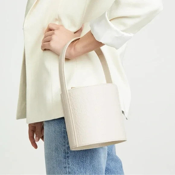 Staud Embossed Leather Bucket mini bissett Bag