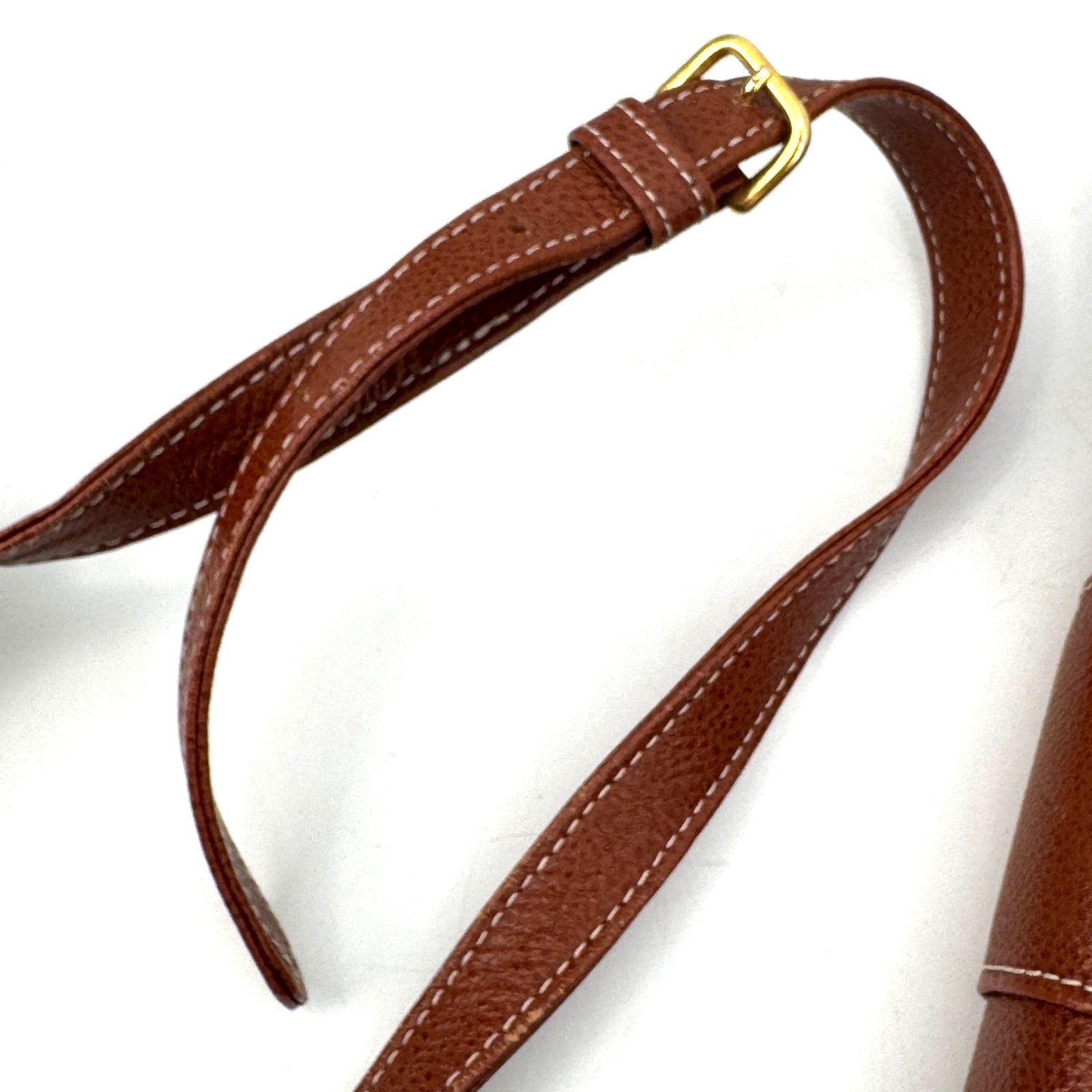 Vintage Saint Laurent Leather Shoulder Bag YSL Cassandra Brown Gold Authentic