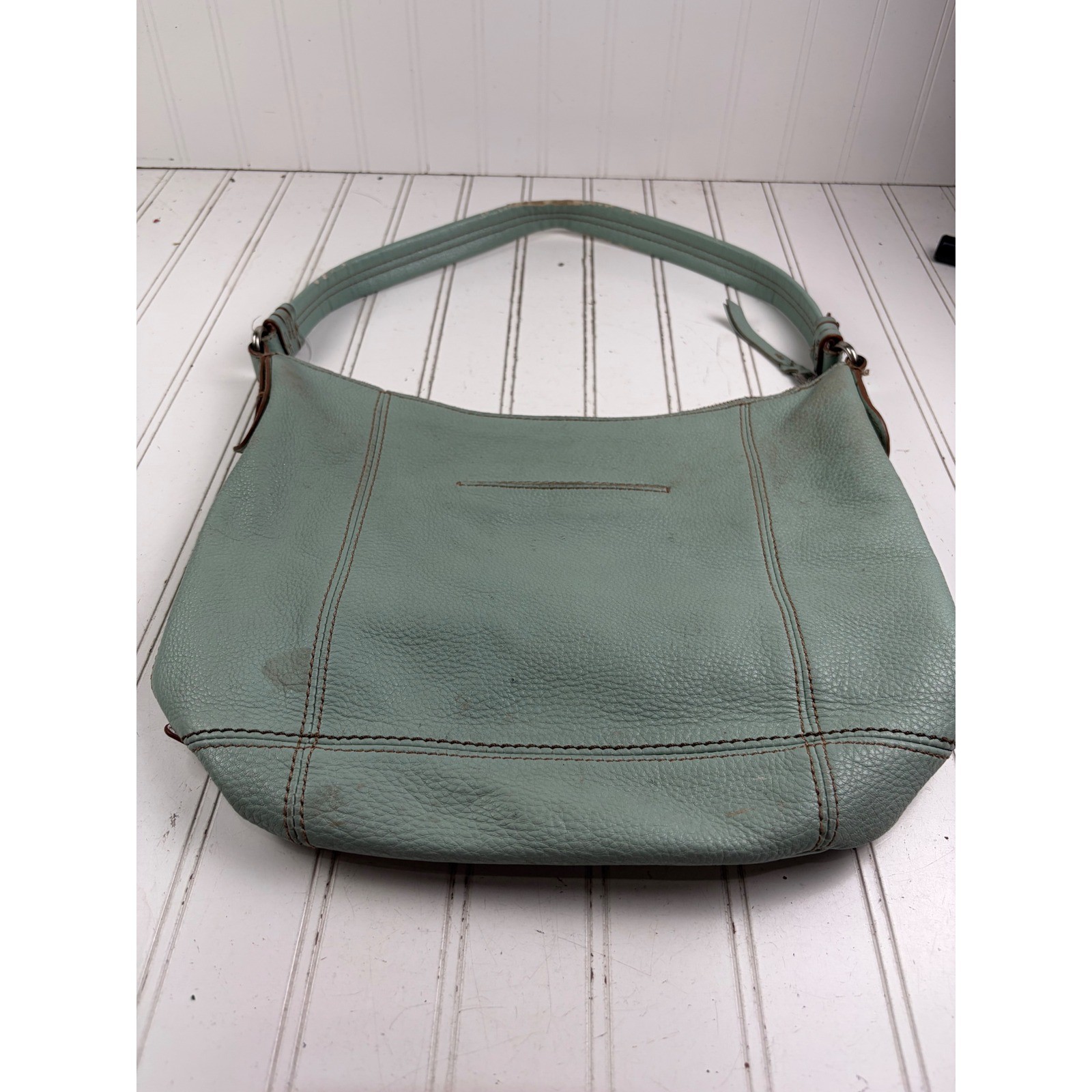 The Sak Vintage Y2K Sequoia Mint Pebbled Genuine Leather Hobo Bag