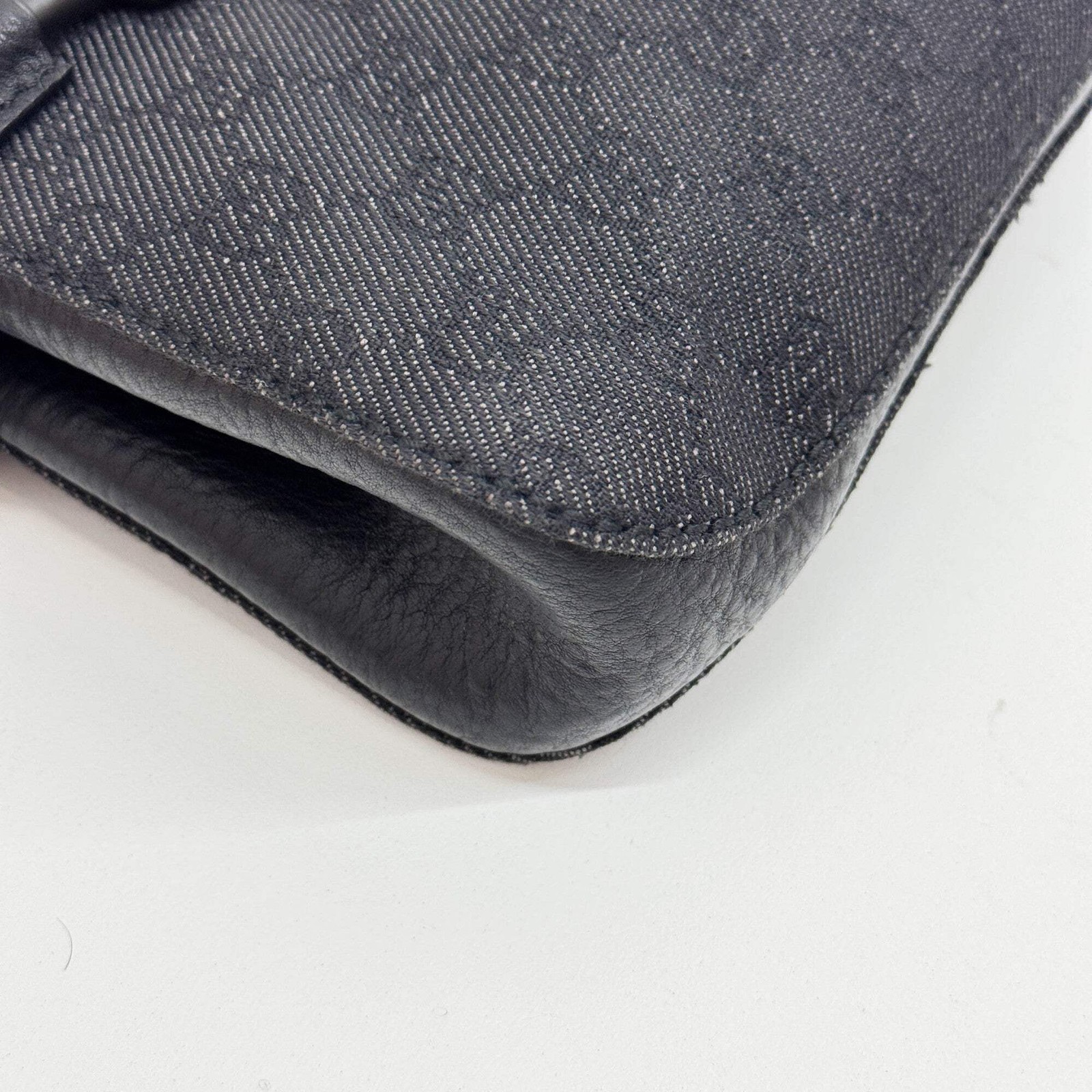 GUCCI Horsebit Black GG Canvas Shouder Bag