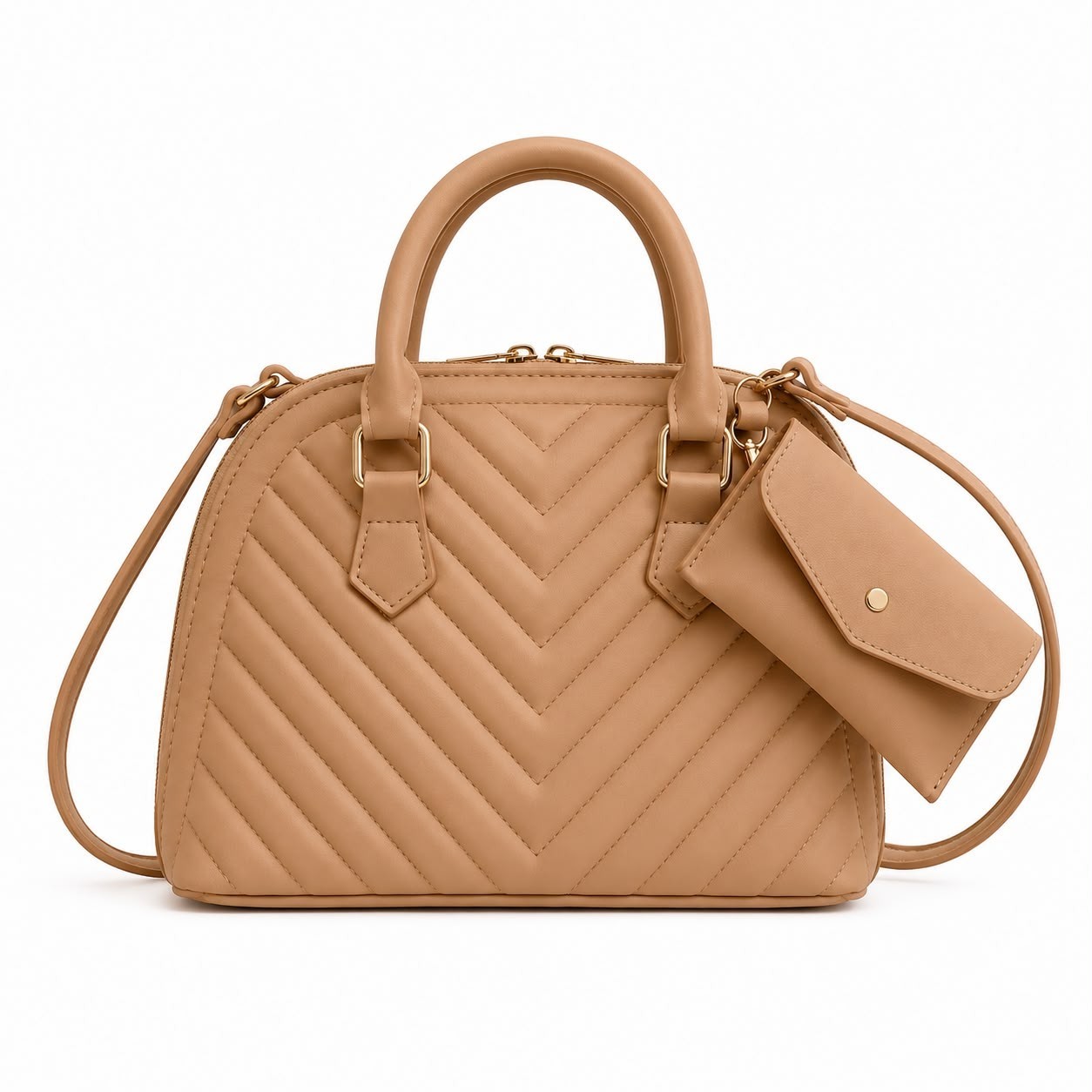 Women’s Quilted Satchel Crossbody Bag with Coin Purse