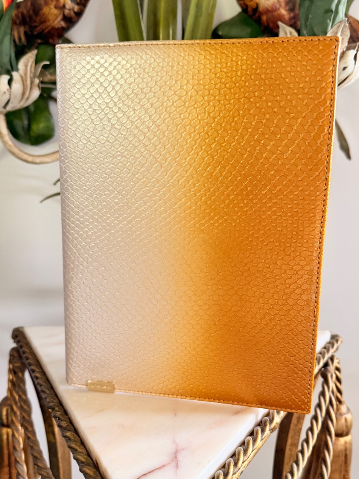 🌅 NWT Brahmin Canary Por Do Sol Ombre Sample Lizard Embossed Leather Journal 🌅