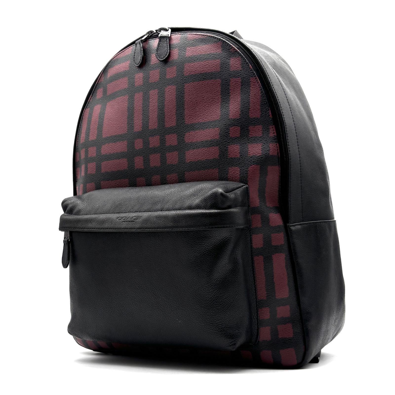 Excellent Condition COACH Backpack Daypack Checkered Pattern Plaid PVC Leather B