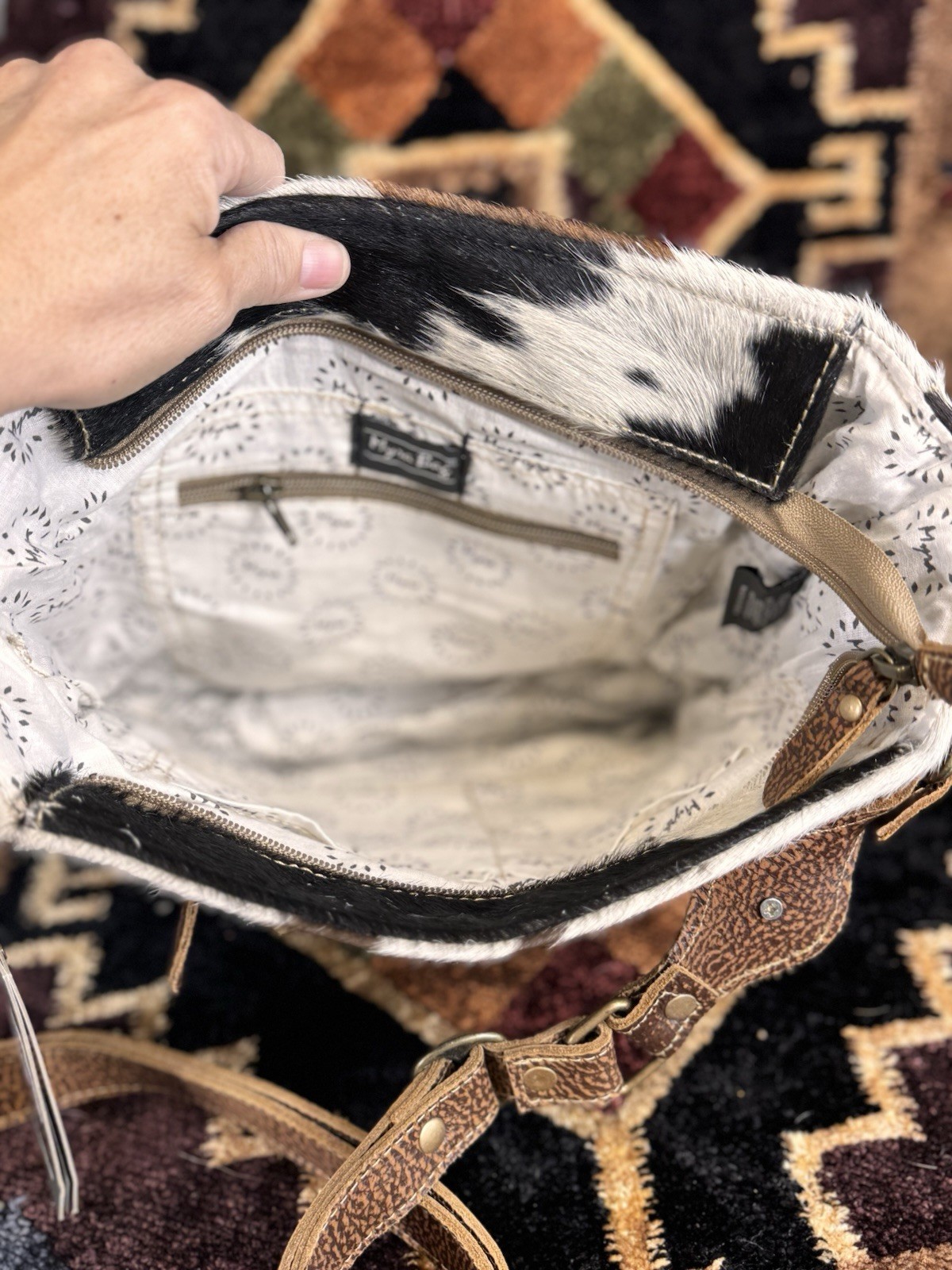 Myra Bag Cowhide Crossbody Zip Push Lock Adjustable Strap