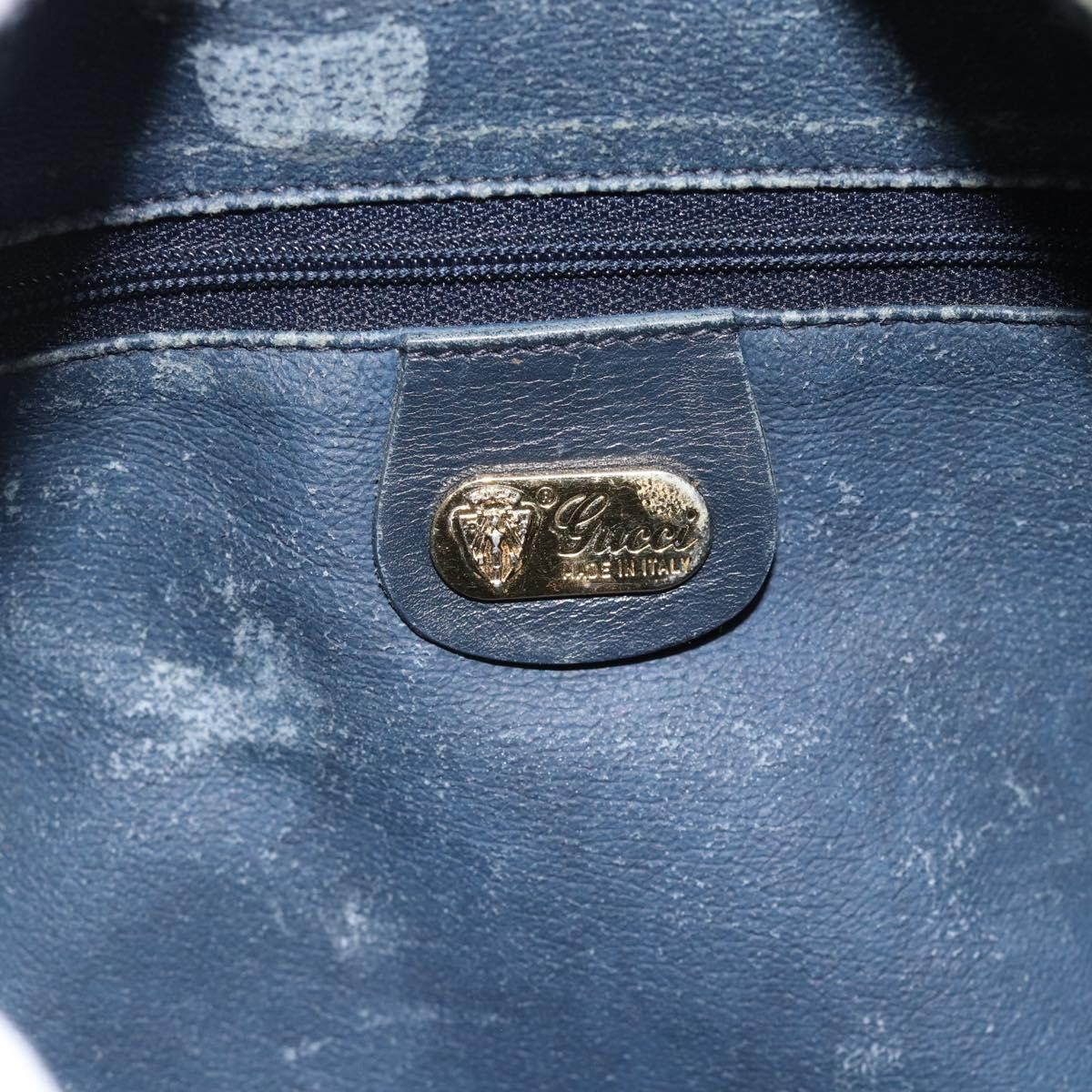 GUCCI Micro GG Supreme Hand Bag PVC Navy Gold Auth 183291