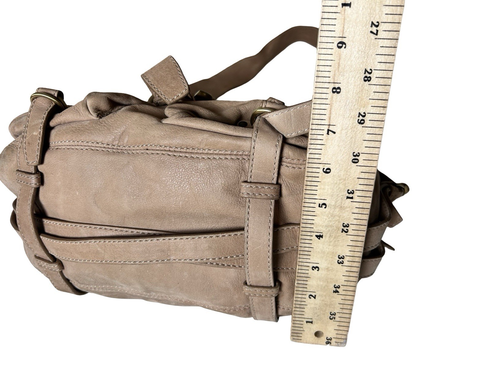 Y2K Francesco Biasia Leather Hobo Utility Shoulder Bag Beige Tan 14×9 Buckle