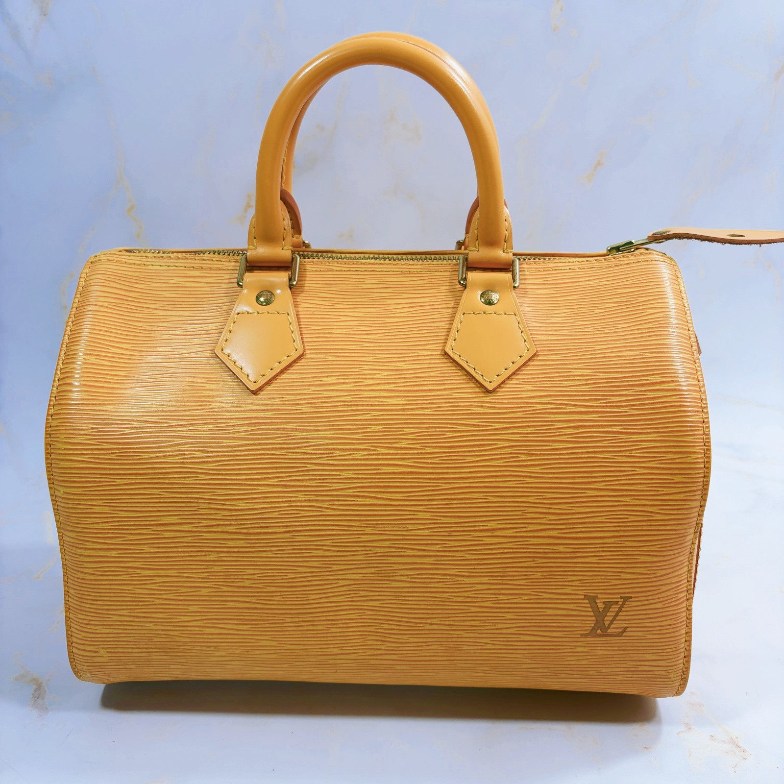 LOUIS VUITTON Epi Speedy 25 Boston Bag Handbag Yellow Leather LV Authentic