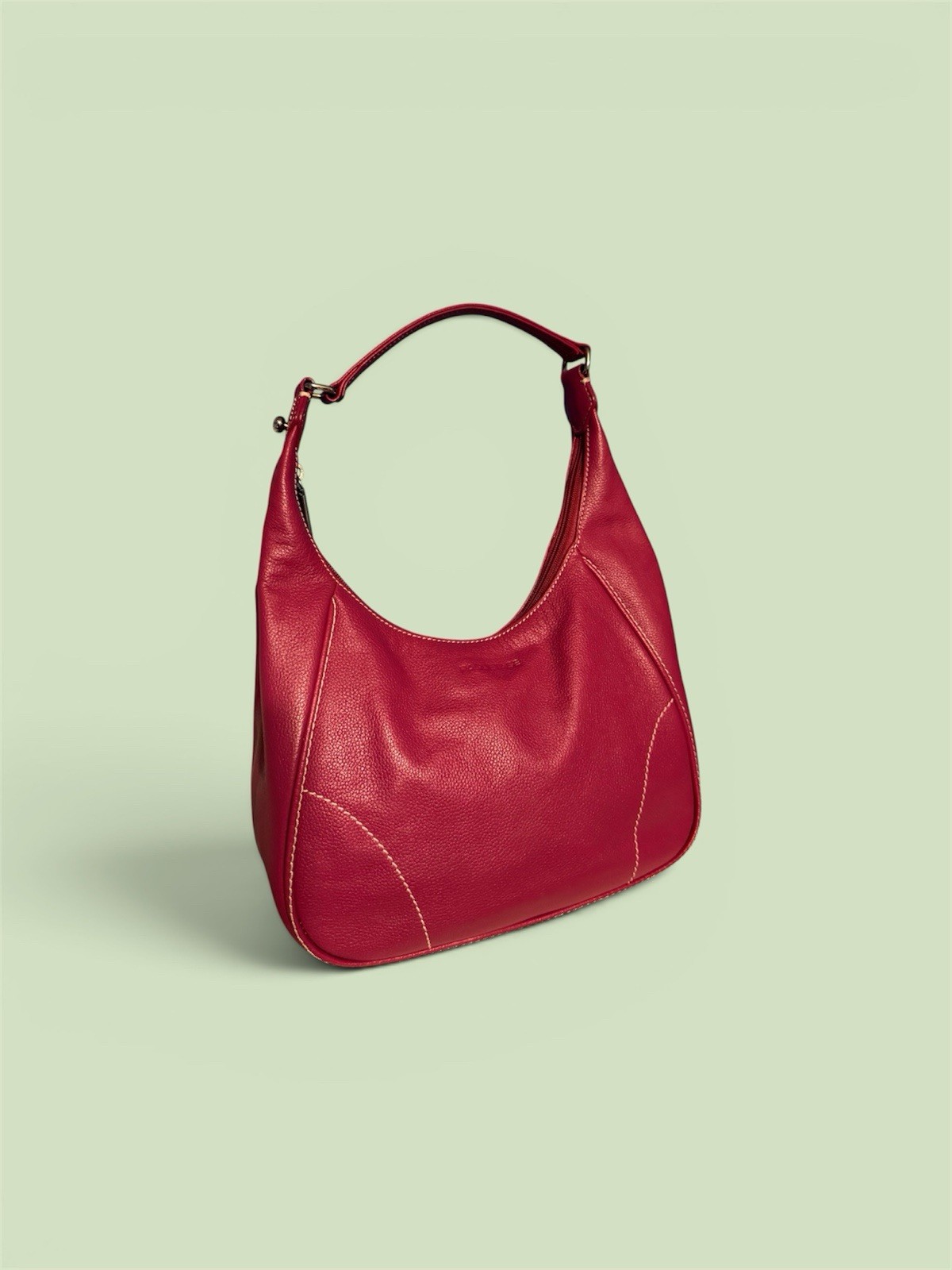 PAQUETAGE Pink Shoulder Bag, Silver Hardware, Zip Closure, Inner Pockets