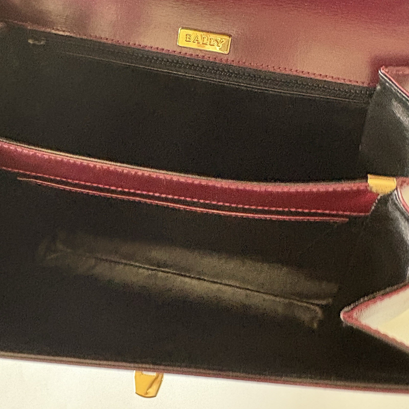 Authentic BALLY Hand bag Burgandy Leather From Japan 01058