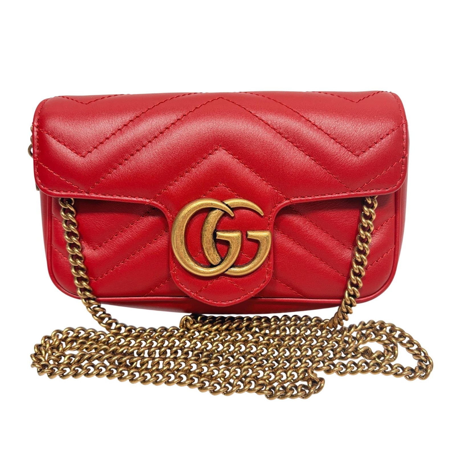 Gucci 476433 GG Marmont Matelassé Super Mini Shoulder Bag – 6.75″ x 4″ x 1.75″