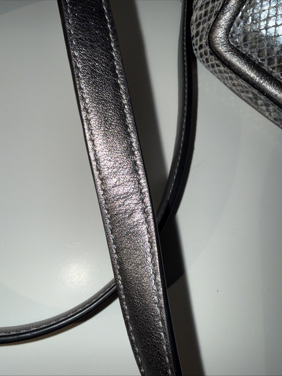 COACH Campbell Exotic Leather Crossbody Purse Camera Bag Python Platinum Small