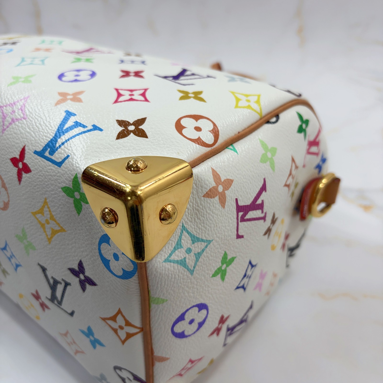 LOUIS VUITTON X Takashi Murakami Speedy 25 Bandoulière Handbag Bag White M13085