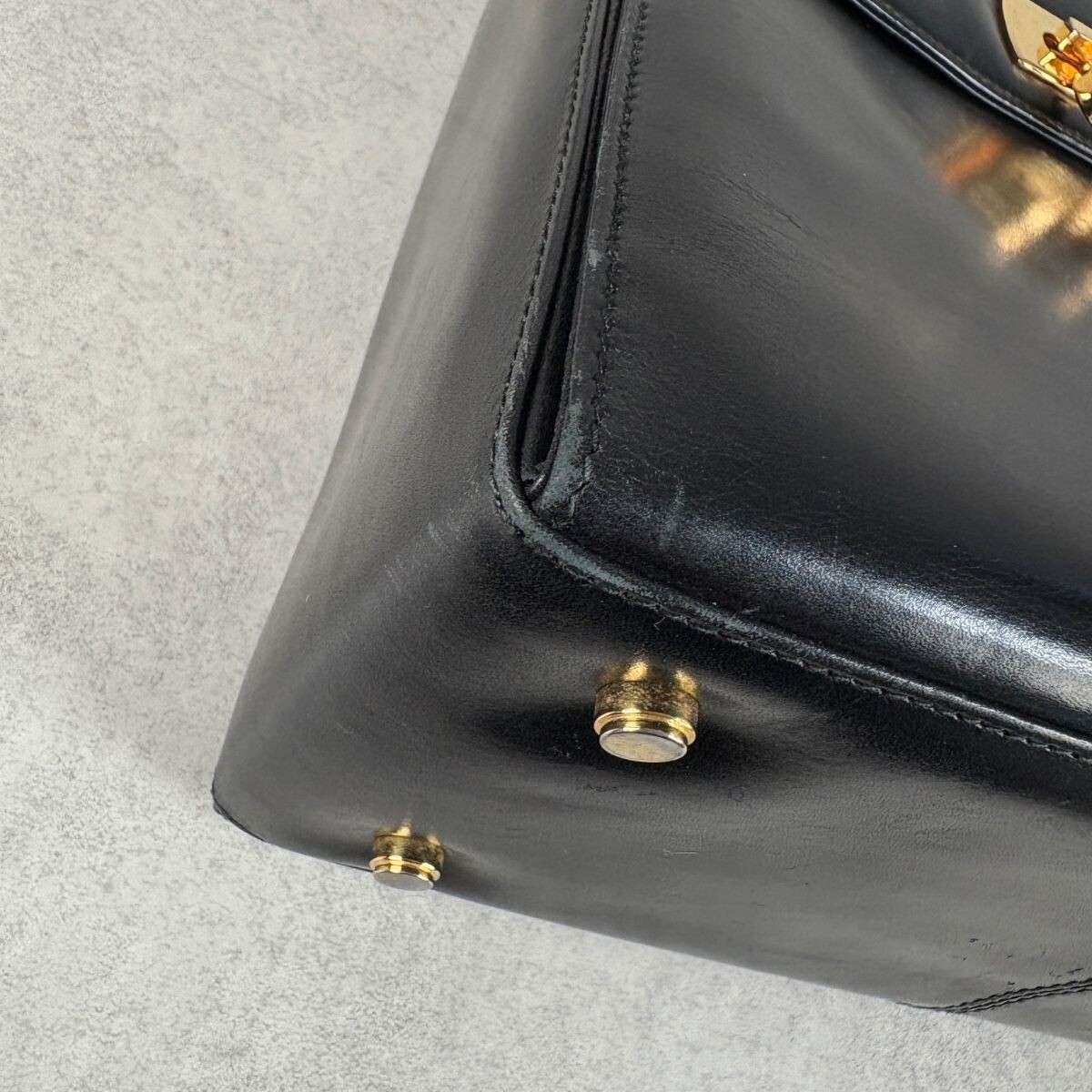 Salvatore Ferragamo Gancini Black Leather 2Way Shoulder Bag Top Handle Formal