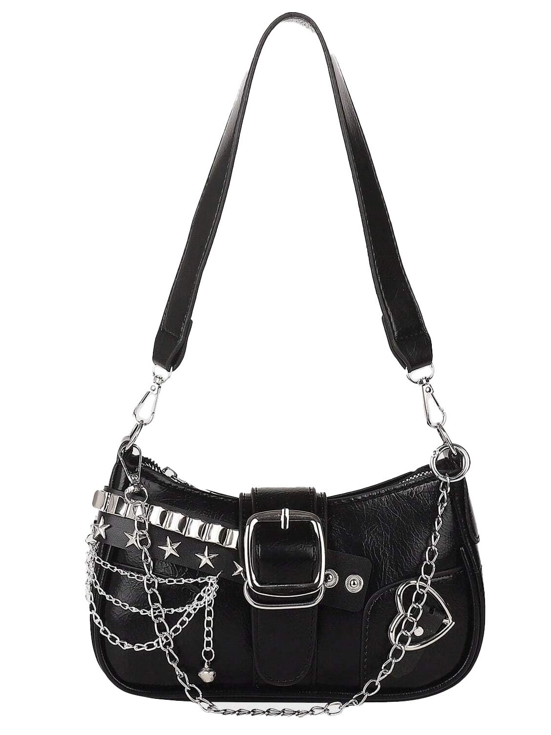 Y2K Shoulder Bag Coquette Aesthetic Purse with 8.8 x 2.5 x 4.7 inches, Black
