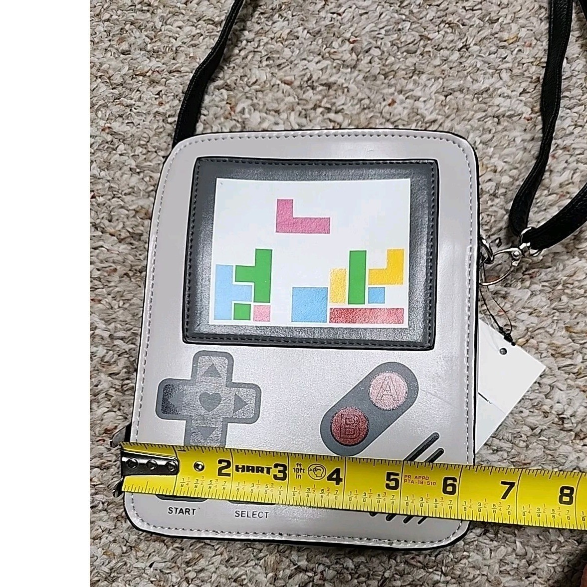 Sleepyville Critters Retro Video Game Console Crossbody Bag Grey Novelty Purse