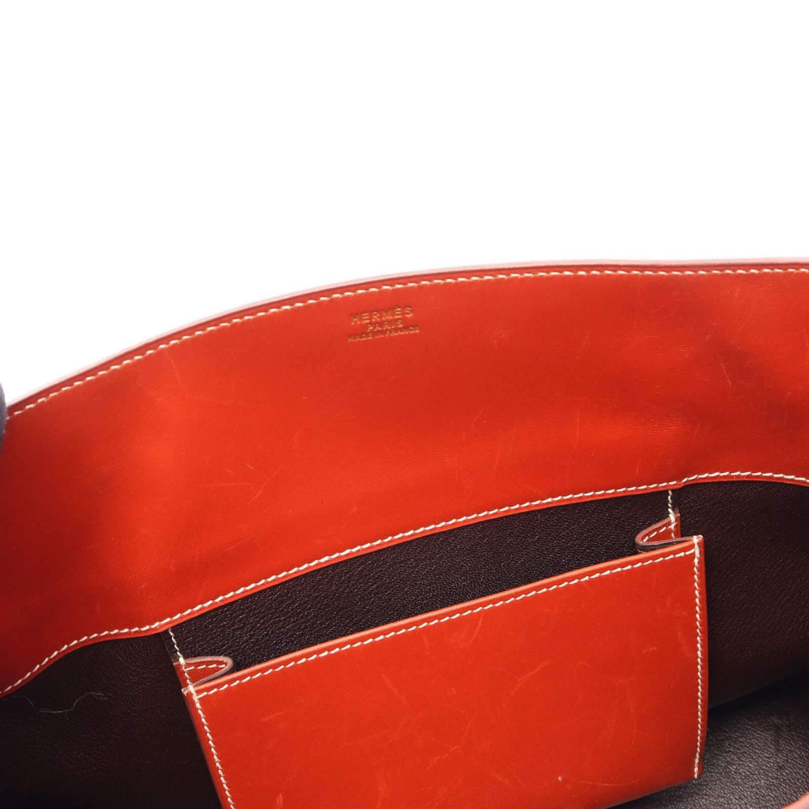 HERMES La Shoulder Tote Bag Box calf leather Brown Used Women Z GHW