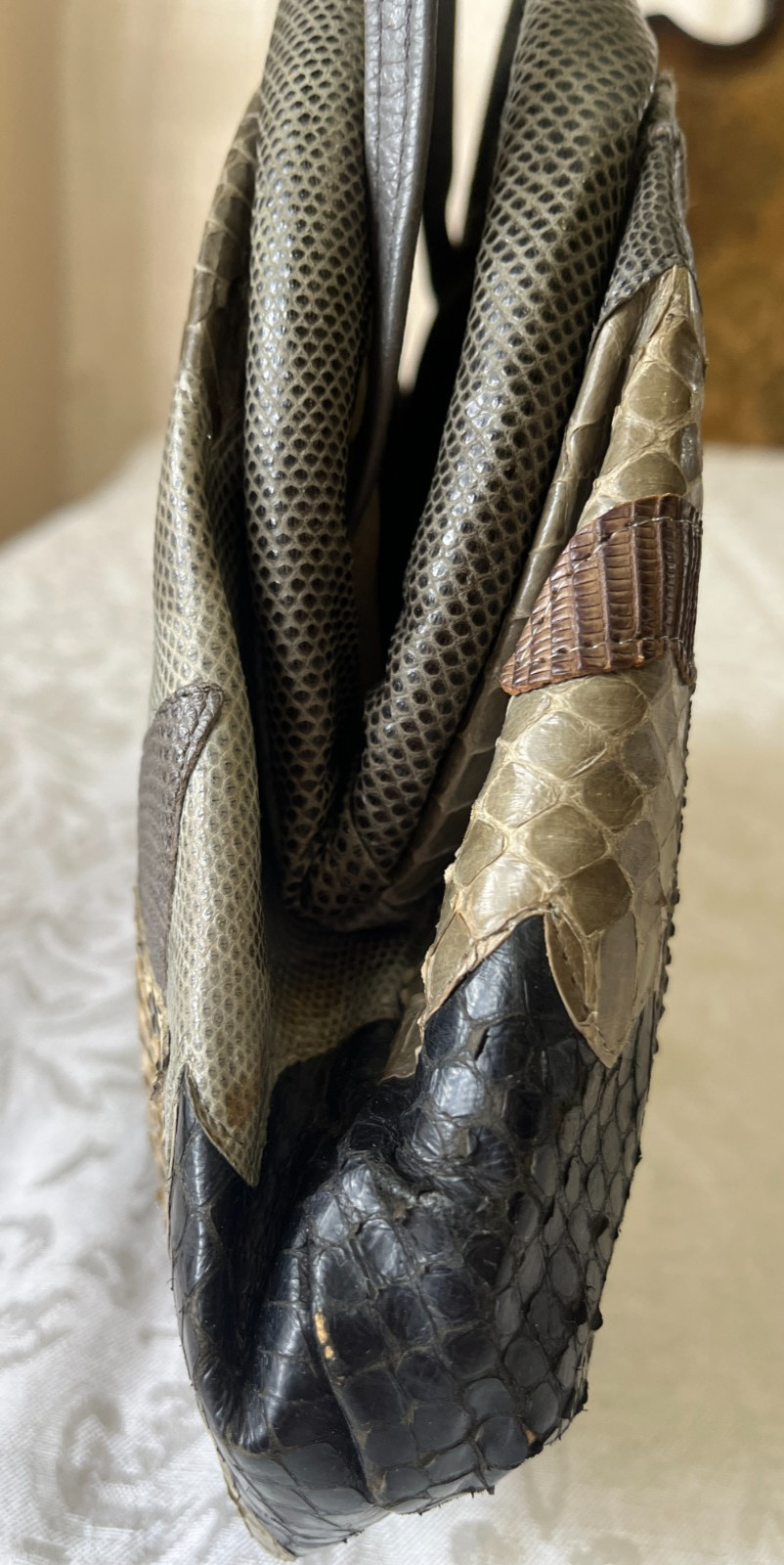 VTG ’80s CARLO FIORI of Italy Snakeskin Exotic Leather Tassel Shoulder Bag Purse