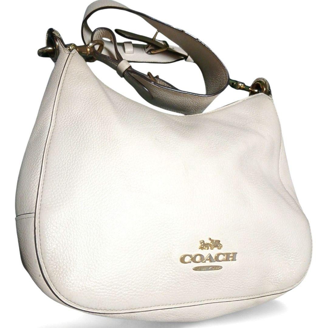 COACH F76695 Leather Hobo Bag White 28.5cm Women Used Bag Japan Seller