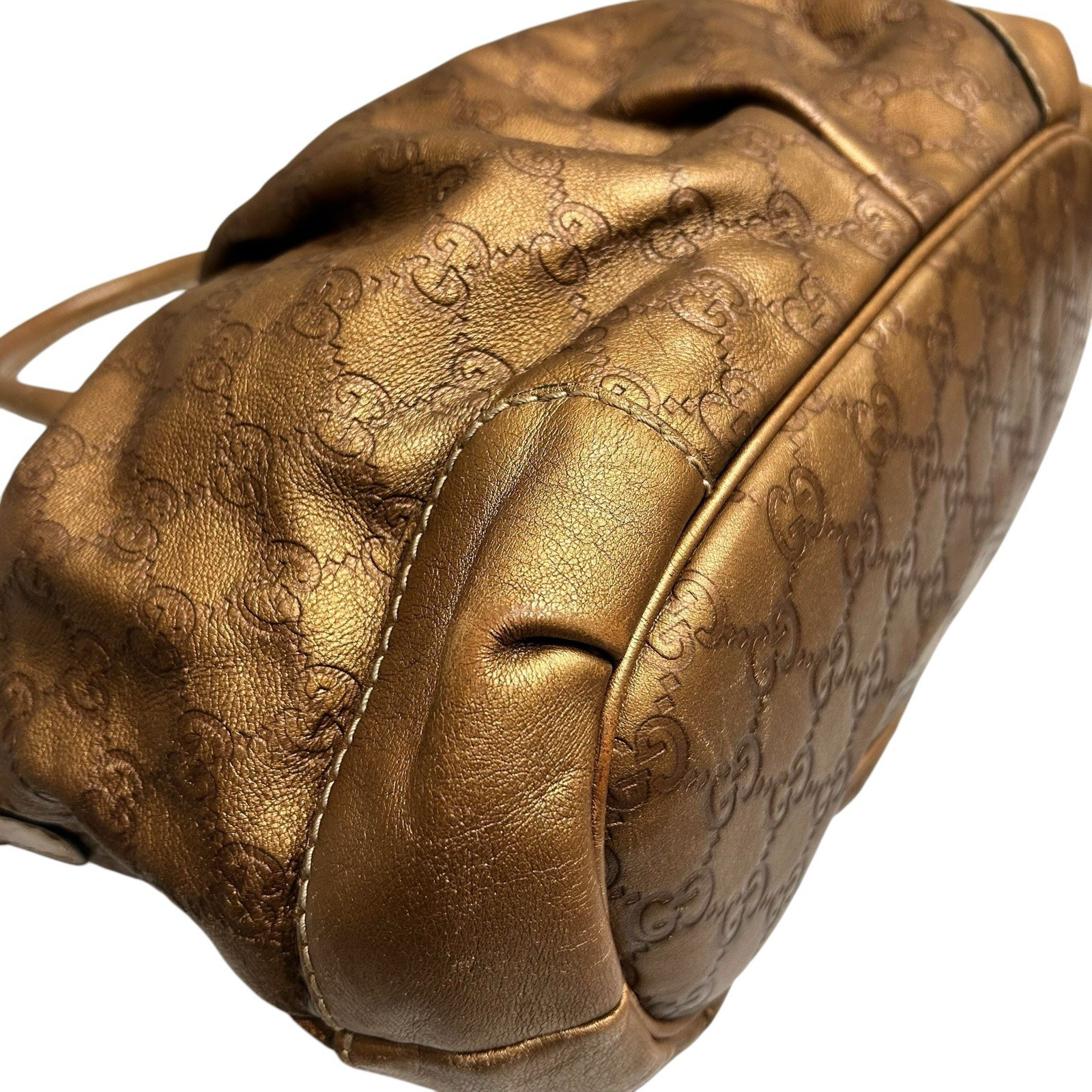 Gucci Sukey Tote Bag Shoulder Bag Brown Gold Auth