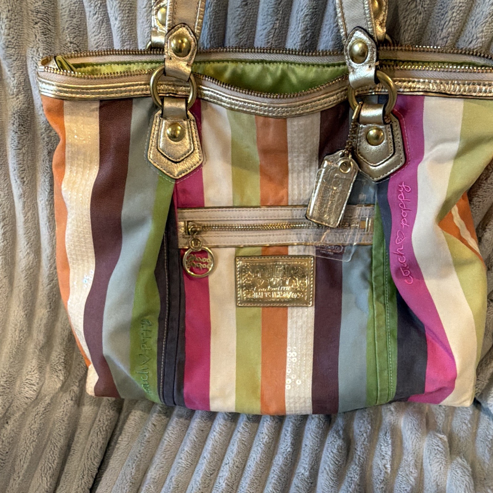 Coach Y2K Poppy Legacy Sequin Striped Glam Shoulder Bag