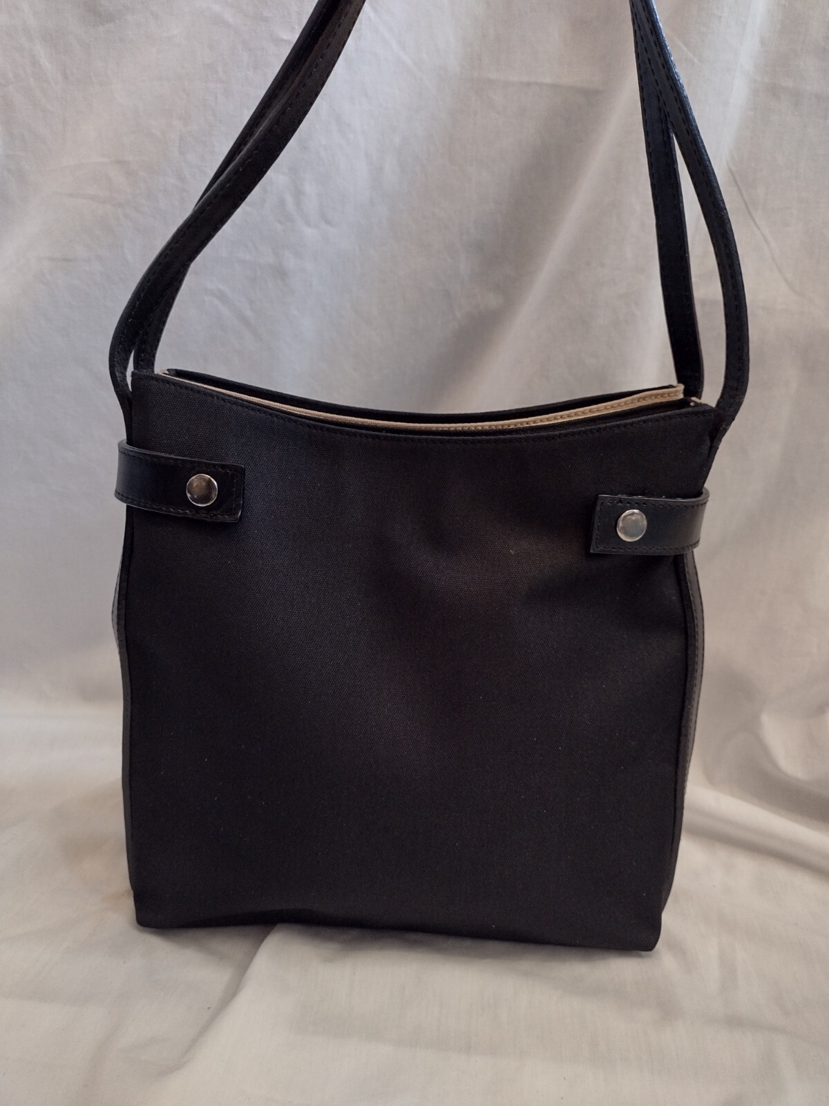 Norm Thompson Black And Beige Reversible Handbag