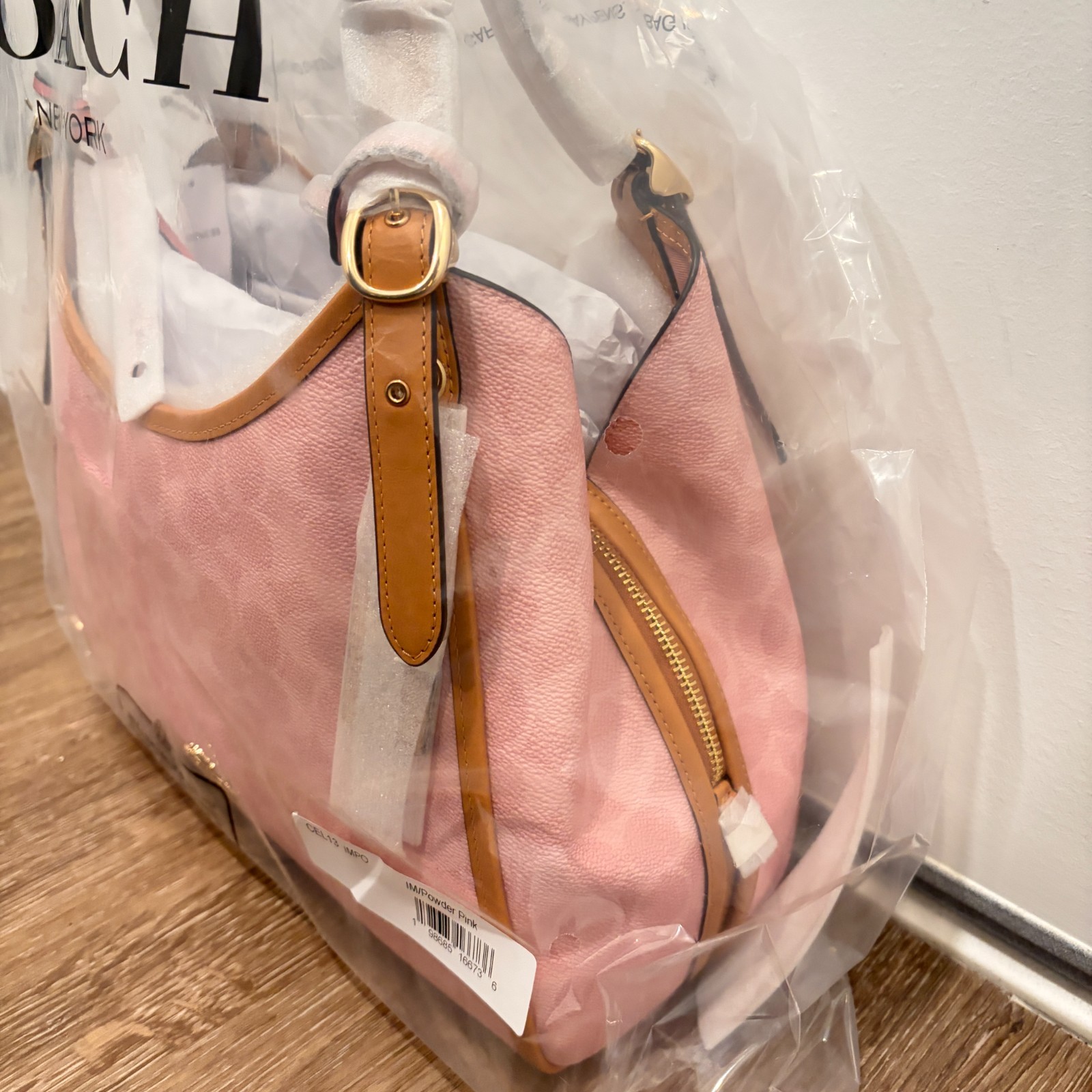 NWT COACH Erin Shoulder Bag In Signature Canvas With Charms CEL13 in powder pink