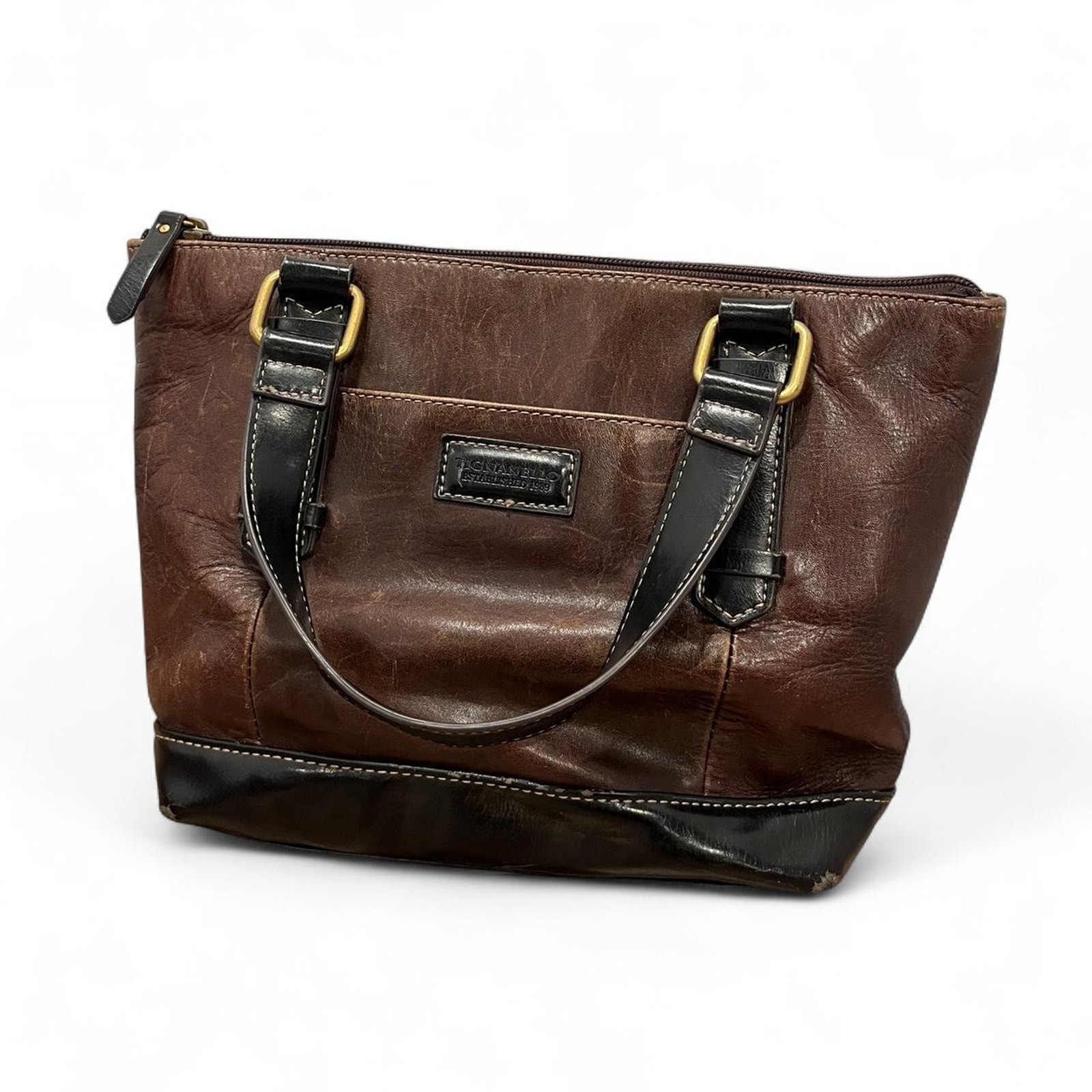 Brown Leather and Black Tignanello Bag