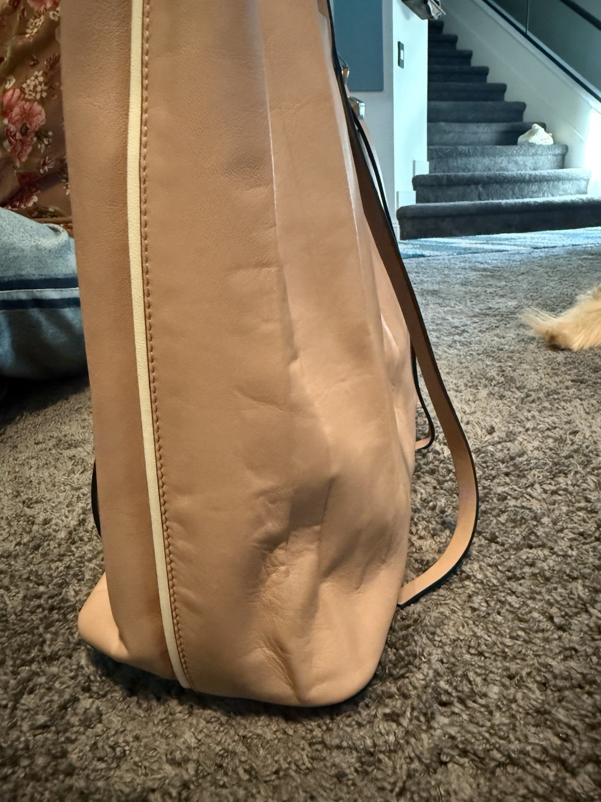 VALENTINO Beige Large Shoulder Tote Bag Removable Zip Pouch Gold Hardware