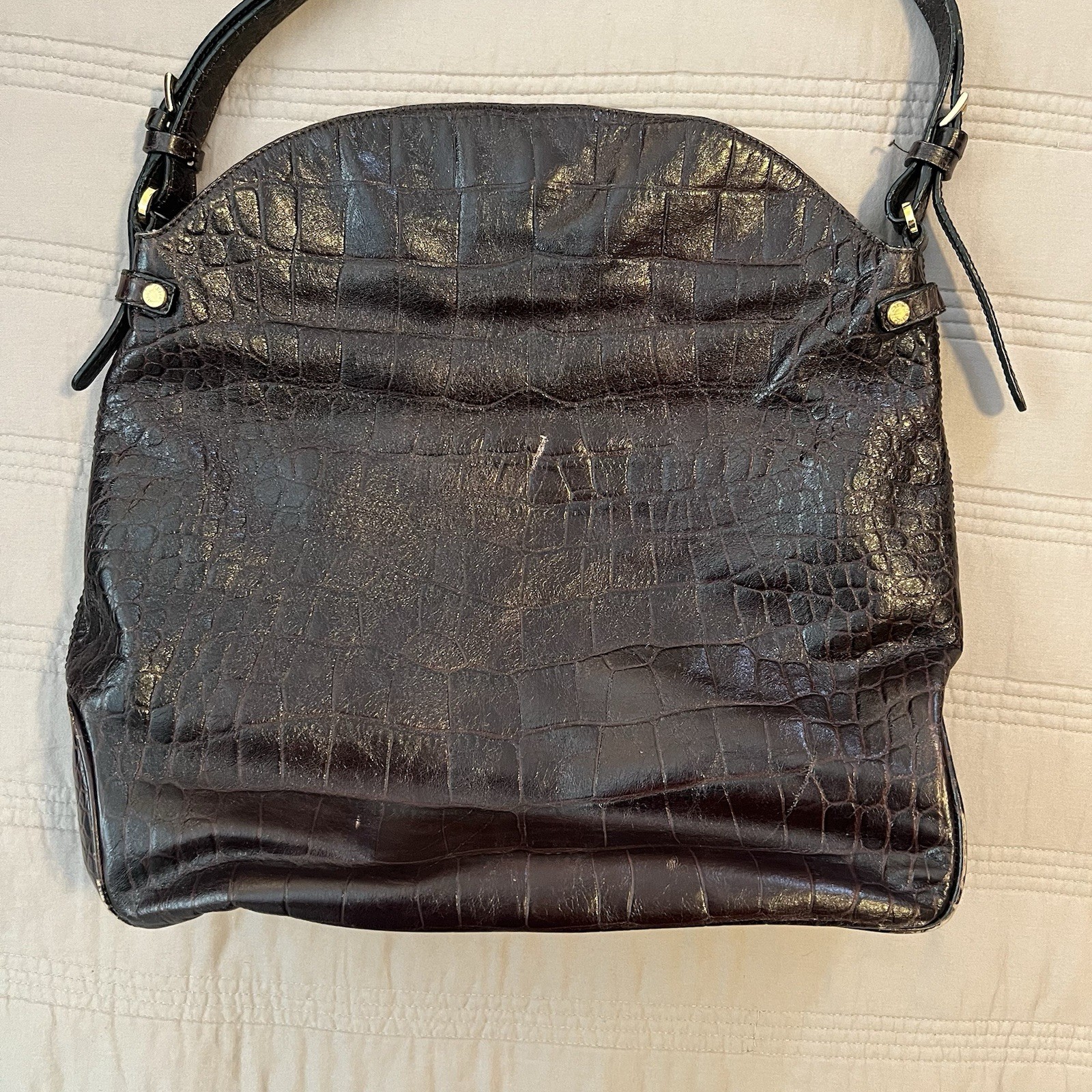Monsac Original Dark Brown Leather Bag Slouch Y2K Maximalism Contemporary Hobo
