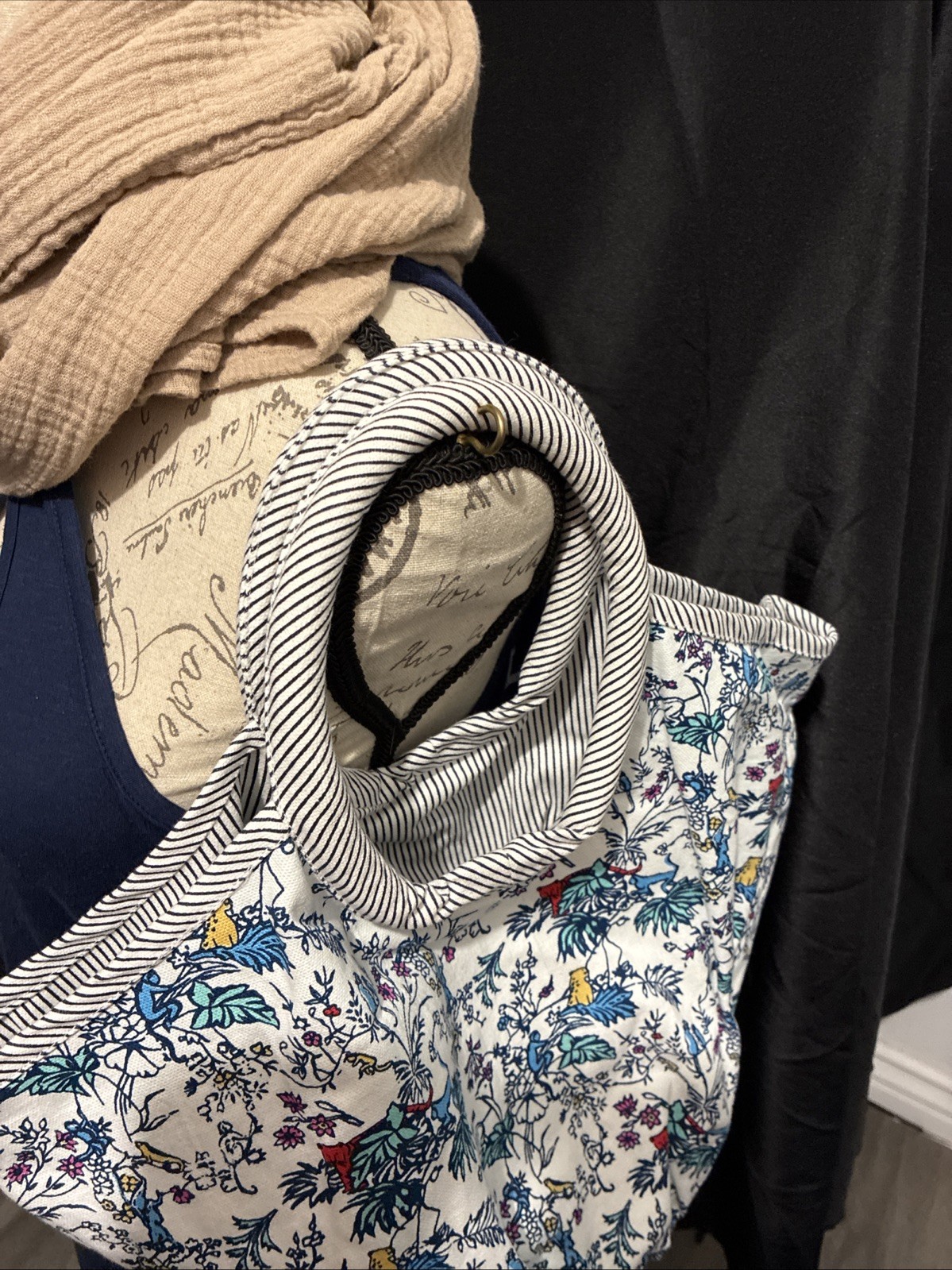 ROLLER RABBIT Printed Canvas Tote Bag Cotton Floral