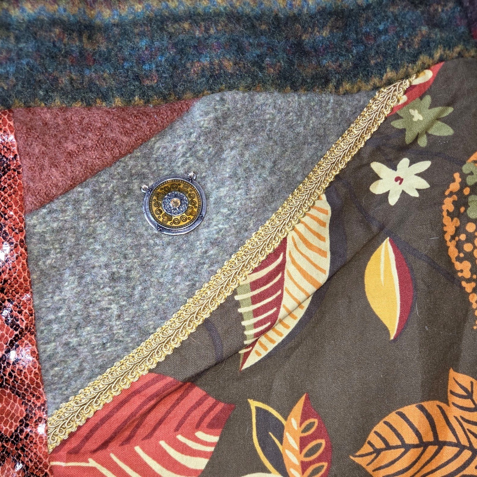 Handmade Patchwork Shoulder Bag Multicolor Excellent Wool Fabric Boho