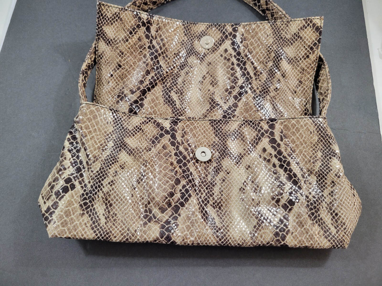 Maxx New York Shoulder Bag Purse Animal Print Faux Leather Shiny Soft