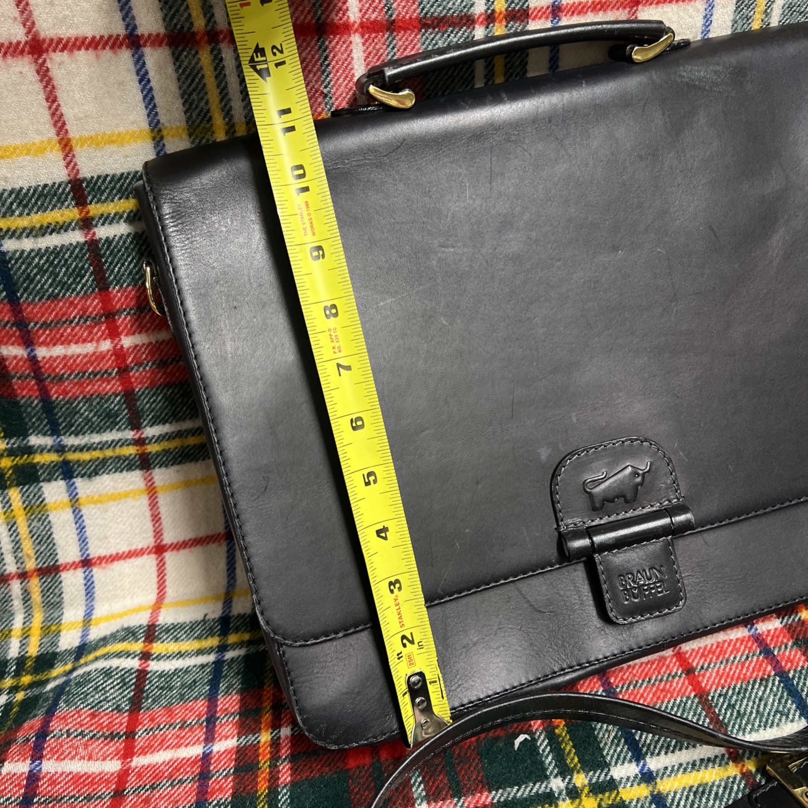 Braun Buffel Black Leather Tote Shoulder Bag, Single Handle, Germany, Briefcase