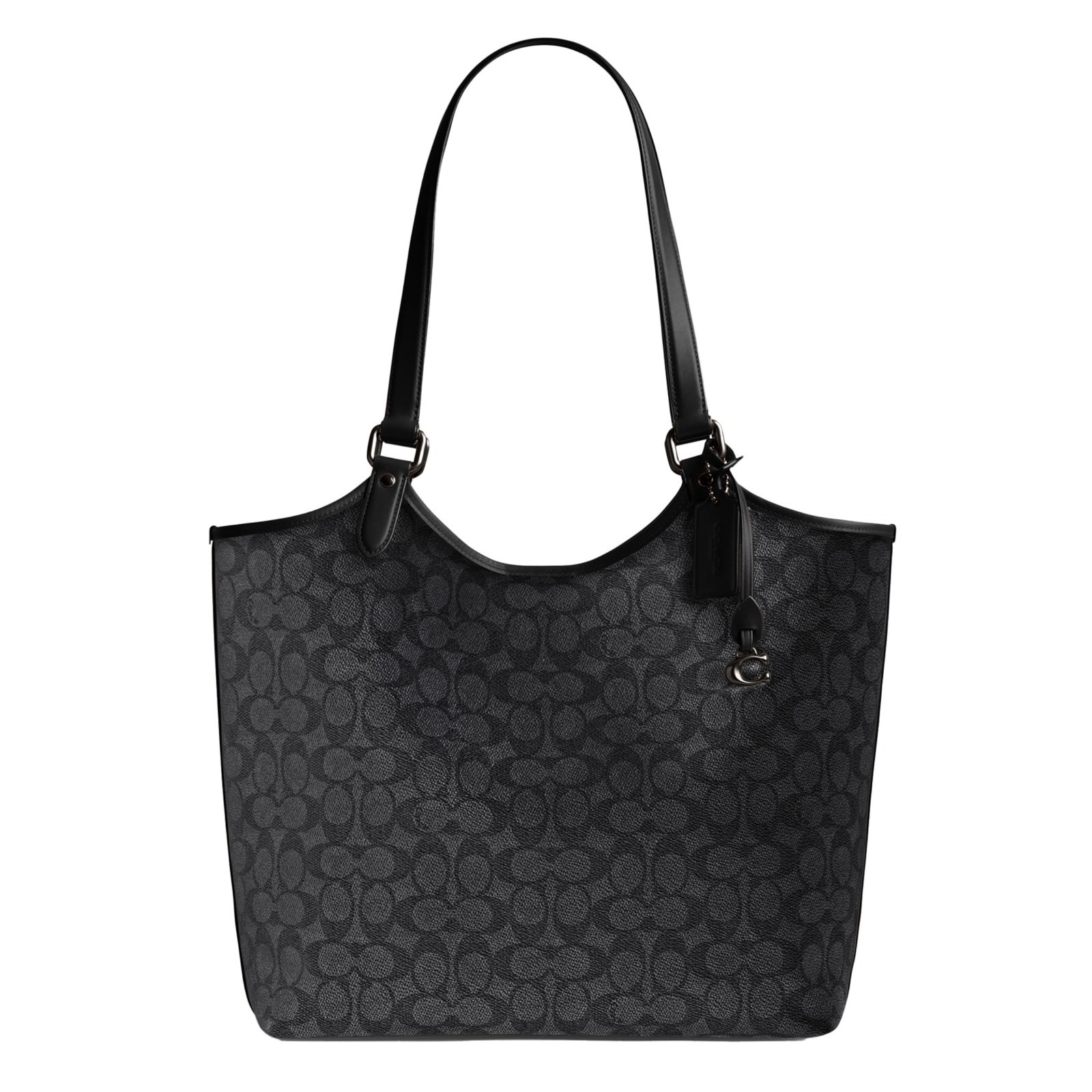 Coach Day Tote Bag Signature Canvas + Removable Zip Pouch Charcoal Black CX201
