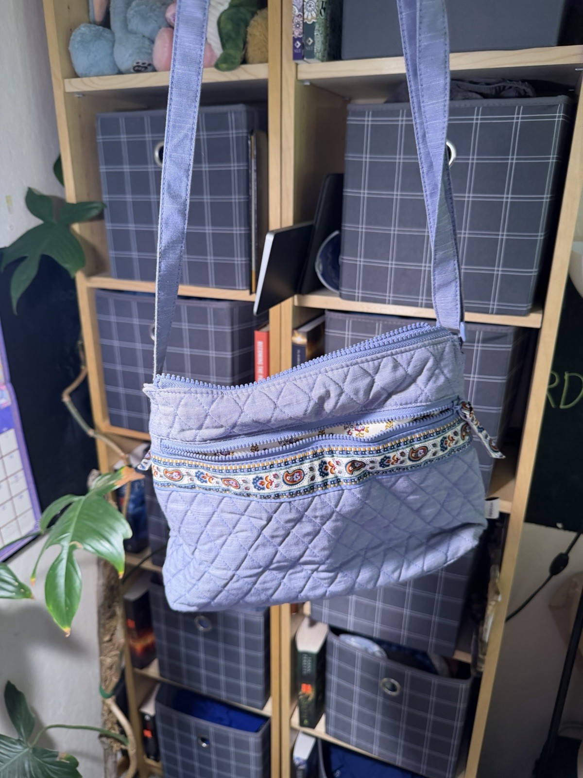 Vera Bradley Crossbody Bag In Blue Chambray Pattern Excellent Condition