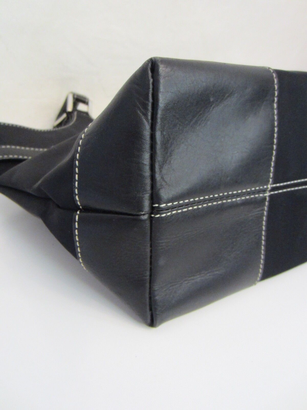 Maxx New York Black Double Strapped Shoulder Tote Silver Buckle Accent Zipper