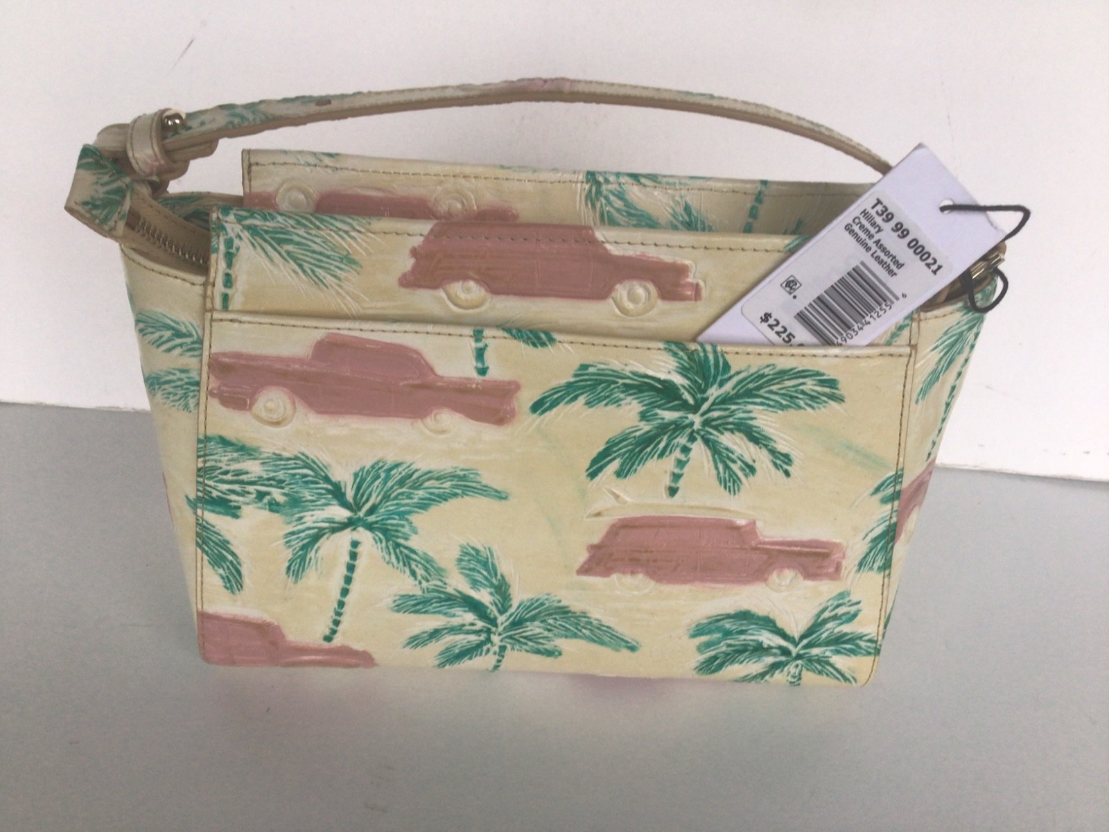 Brahmin Hillary Crossbody~ Copa Cabana Honey Crème Palm Trees Woody Cars NWT 🌴