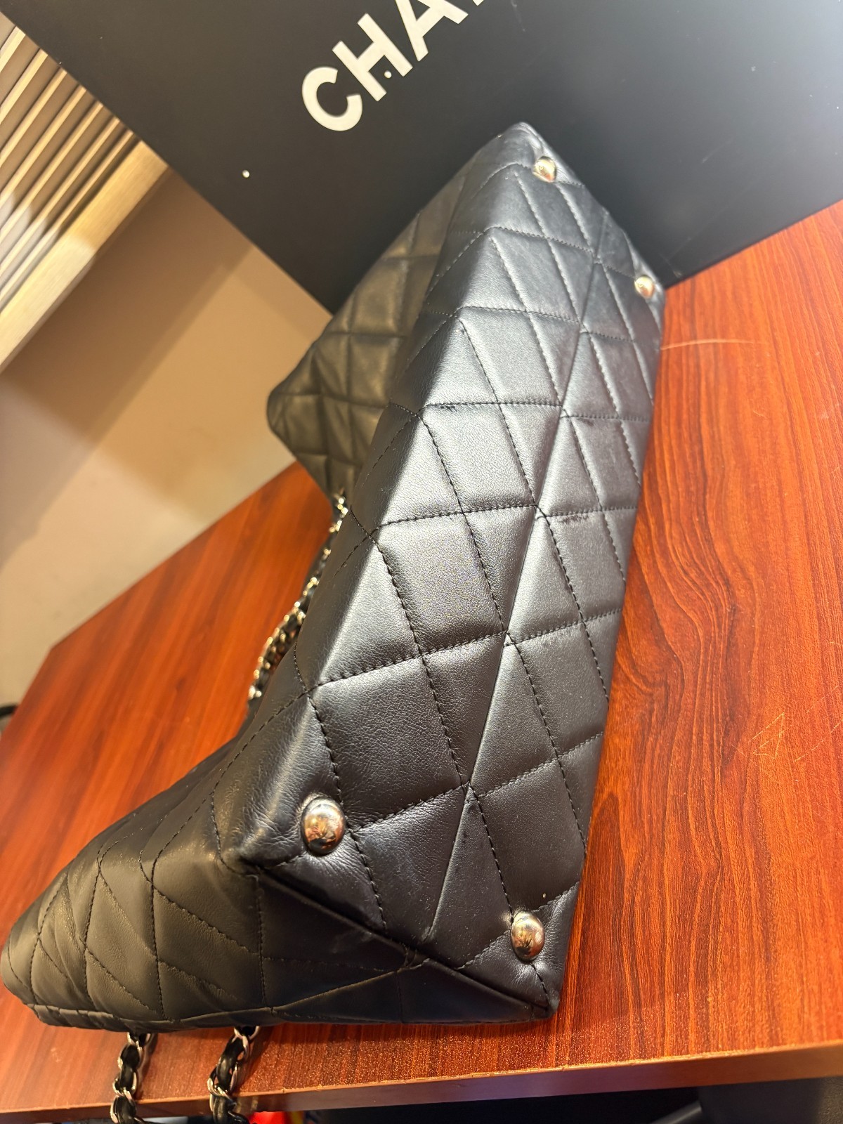 Chanel Gabrielle GST Leather Tote Silver Hardware Excellent w/ Box