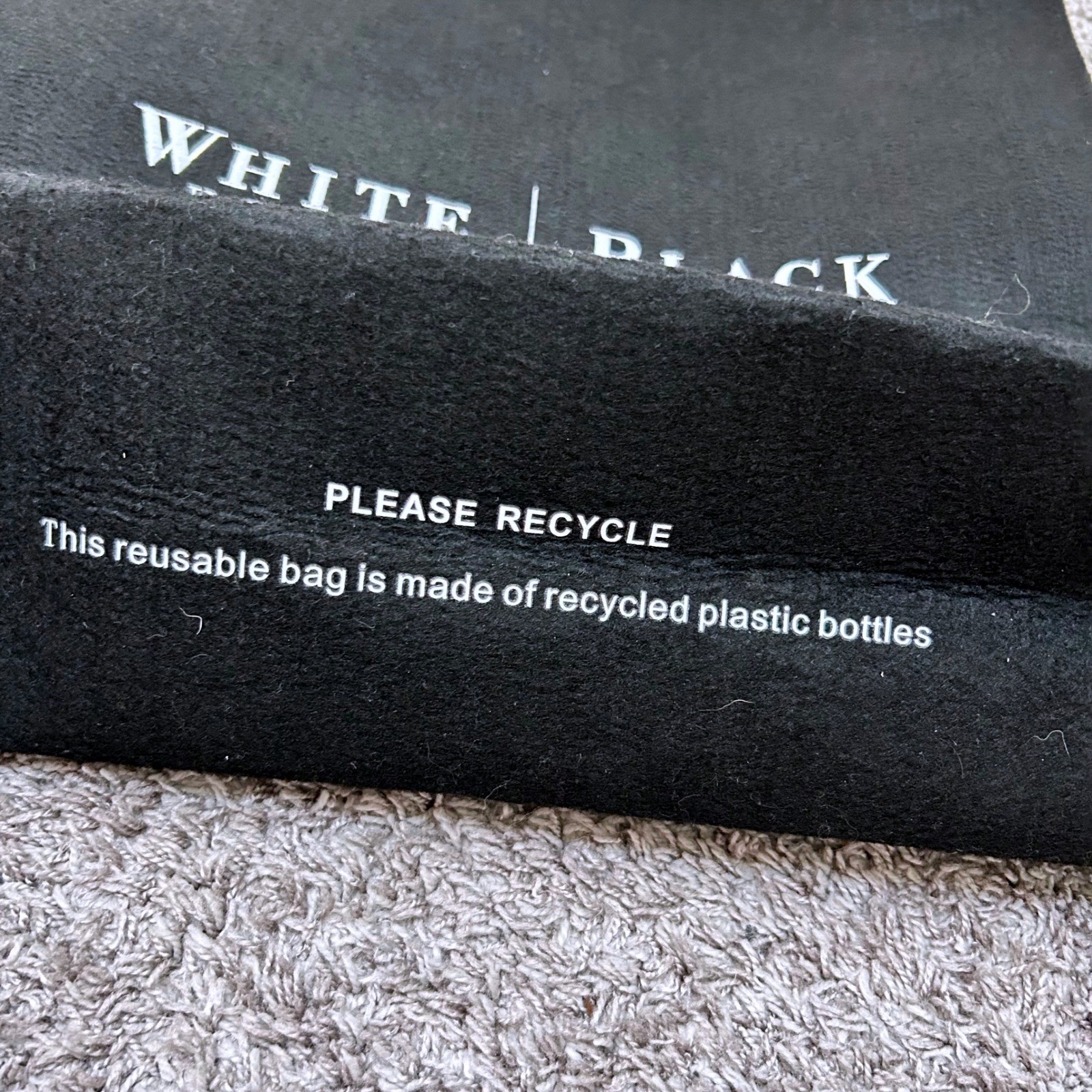 White House Black Market Reusable Tote Bag Black Recycled Plastic Shopper Large