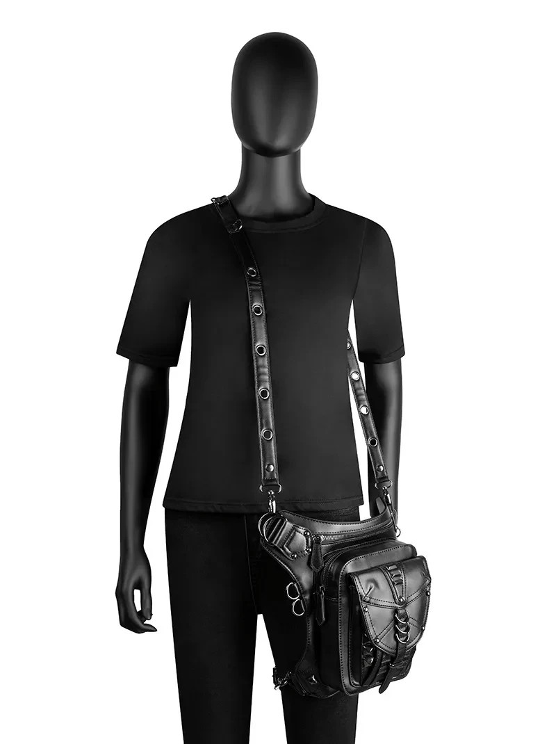Steampunk Waist Leg Bag Gothic Motorcycle Drop Thigh Messenger Purse PU