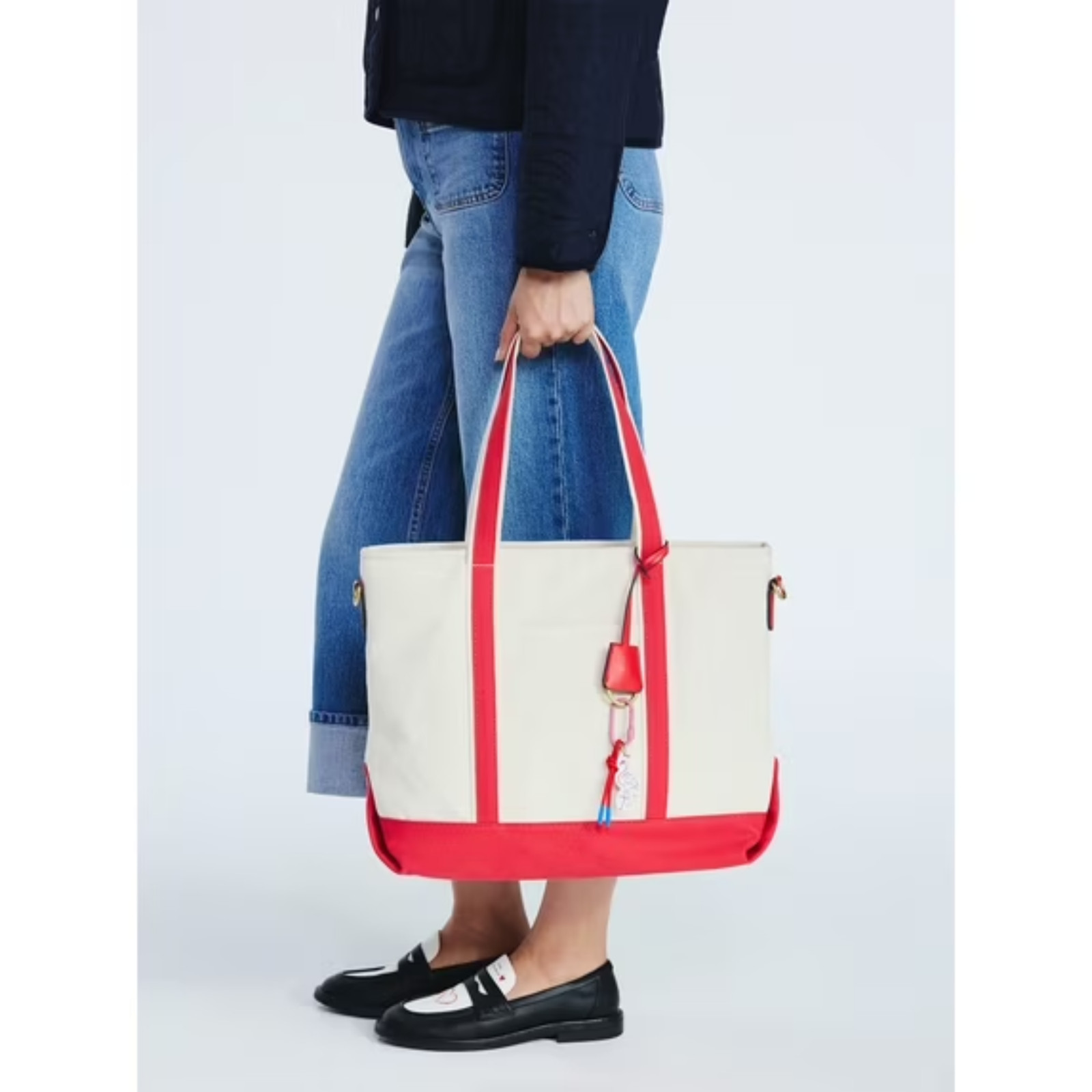 Free Assembly Women’s Medium Canvas Tote Natural Red Star