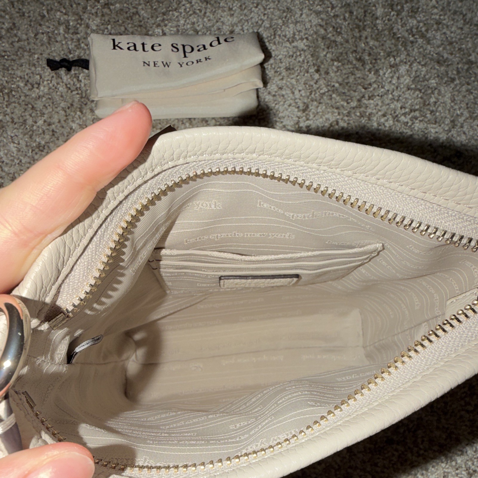 kate spade new york Beige Small Crossbody Bag Zip Gold Hardware Dust Bag