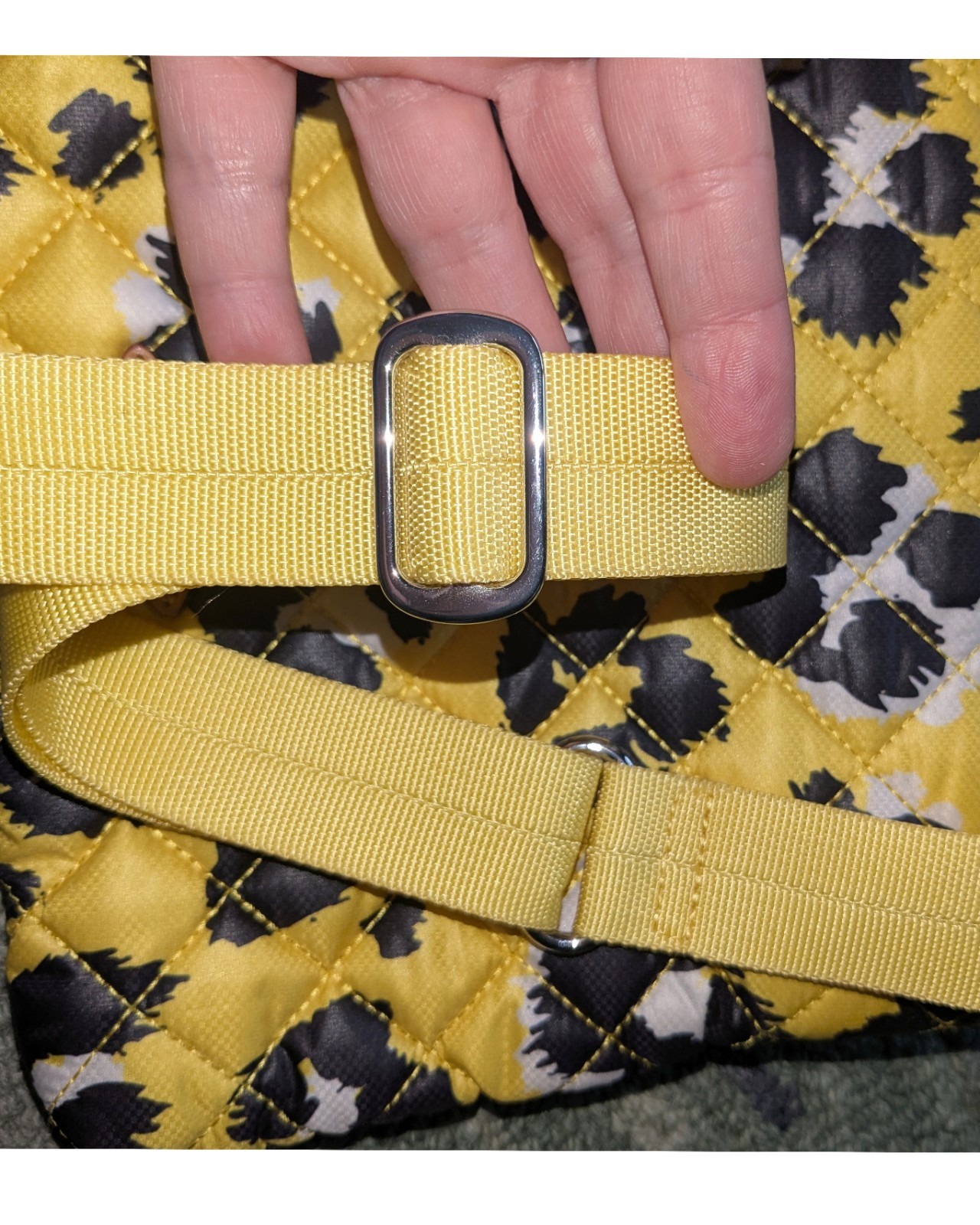 MZ WALLACE Rec Metro Flat Quilted Nylon Crossbody Yellow Leopard NEW