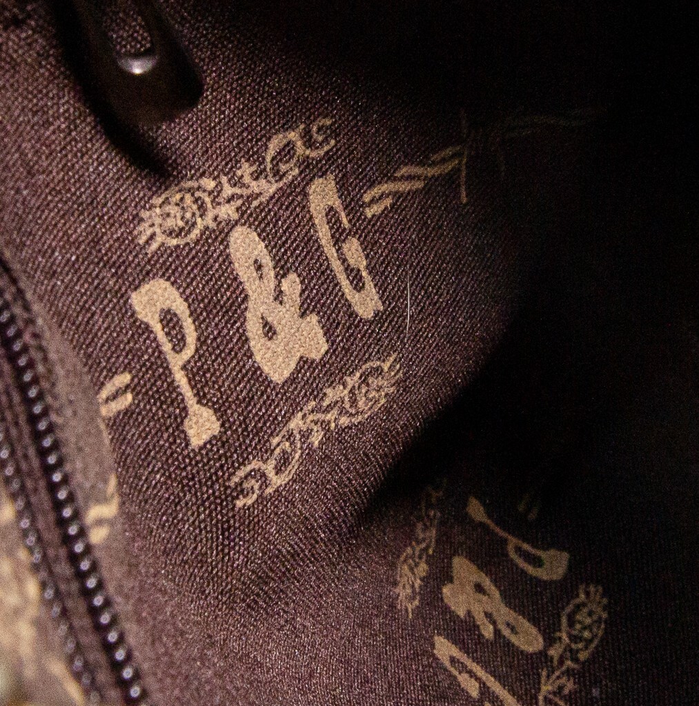 P & G Cream Brown Leatherwork Hide Purse Bag Women’s