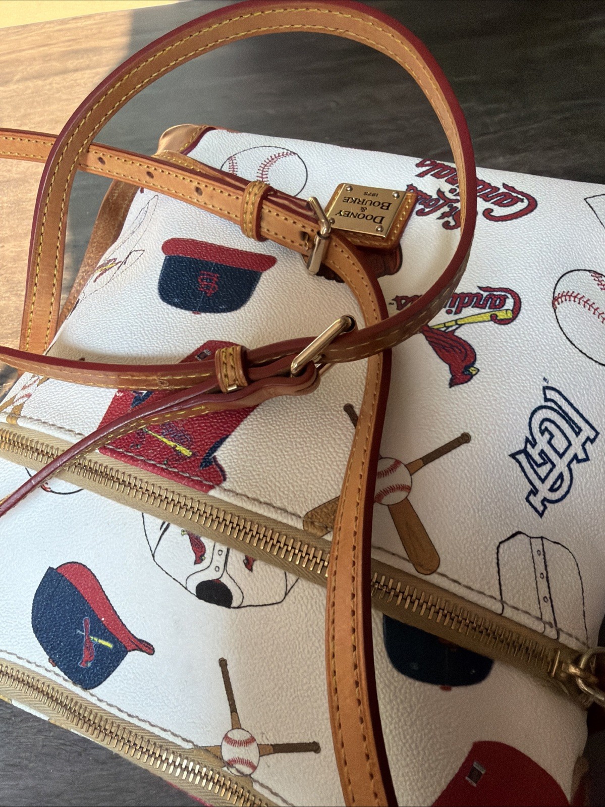 Dooney & Bourke St. Louis Cardinals MLB Leather Crossbody Purse Bag 10 X 10 Inch