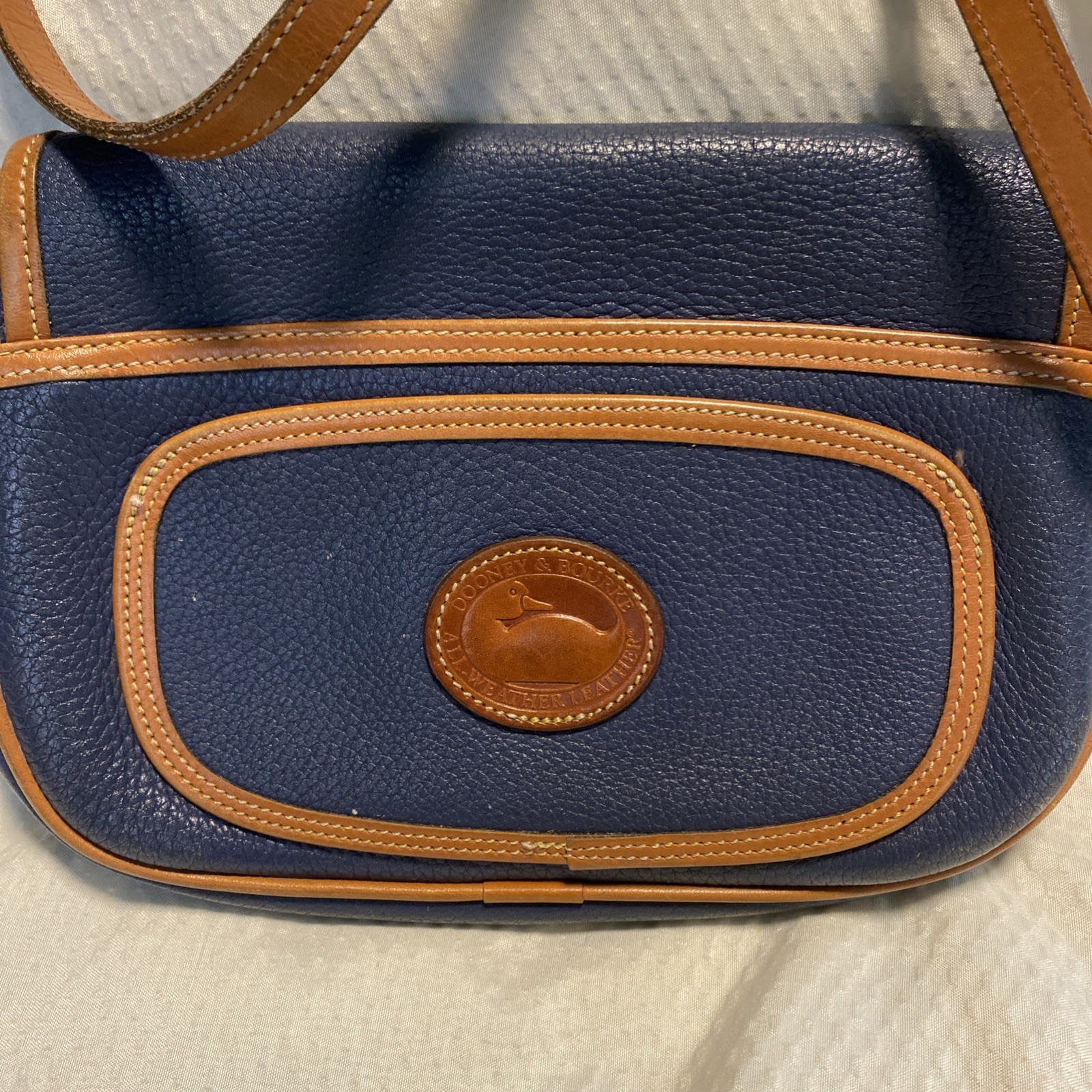 Vintage 1980s DOONEY & BOURKE Blue All Weather Leather Crossbody Handbag