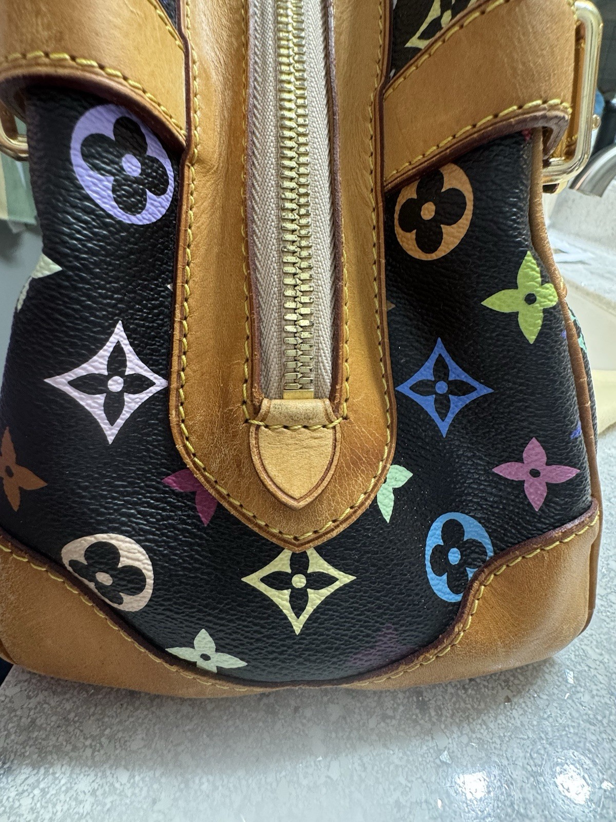 Louis Vuitton Murakami Multicolore Monogram Satchel Top Handle Zip Buckle COA