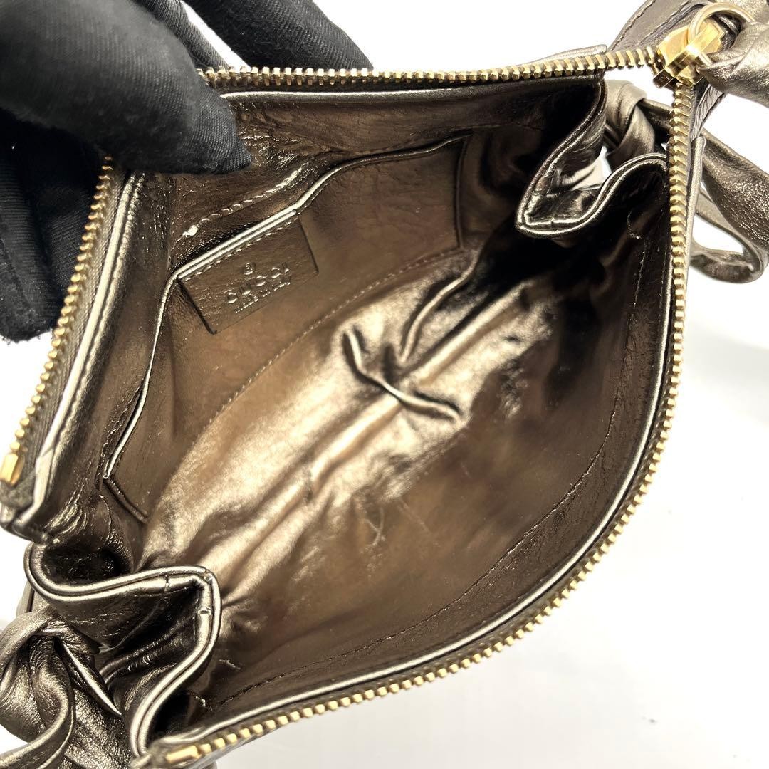 GUCCI Hysteria Clutch Metallic Gold Color Leather Size: W9xH5.1 in. Vintage