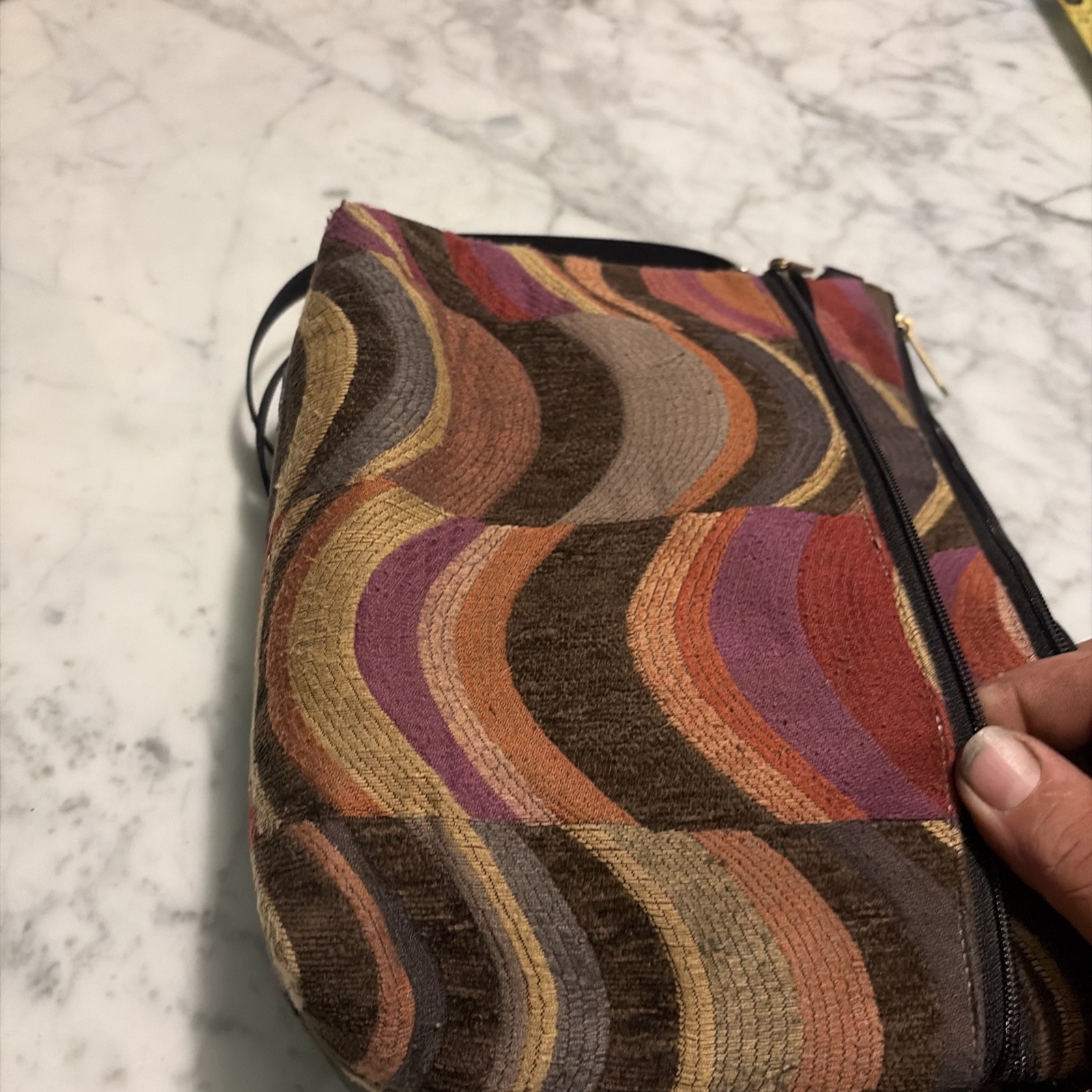 Maggie Purse Wave Pattern Purple Orange Made USA